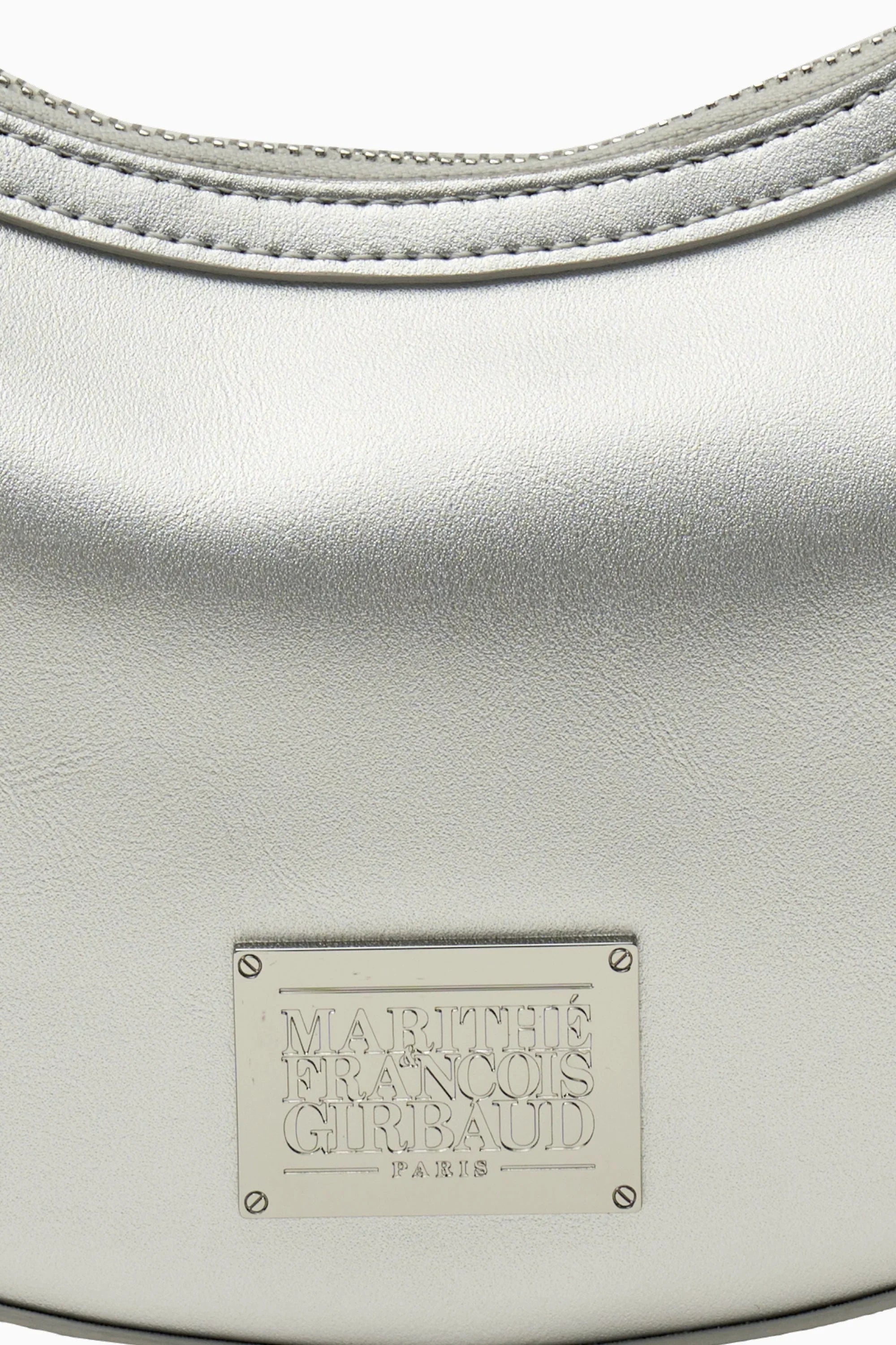 Classic Logo Half Moon Shoulder Bag Silver