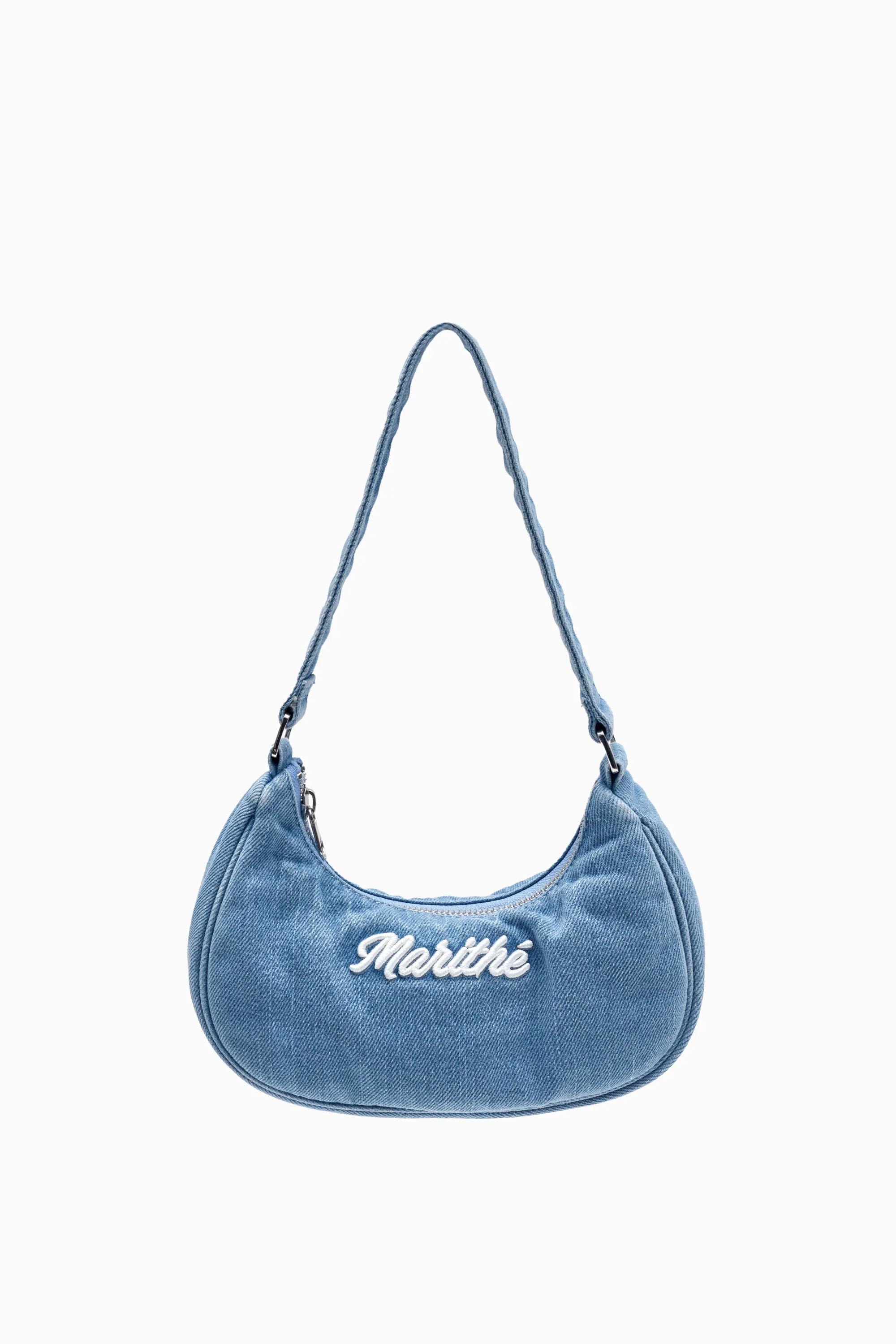 Embroidery Logo Shoulder Bag Light Blue