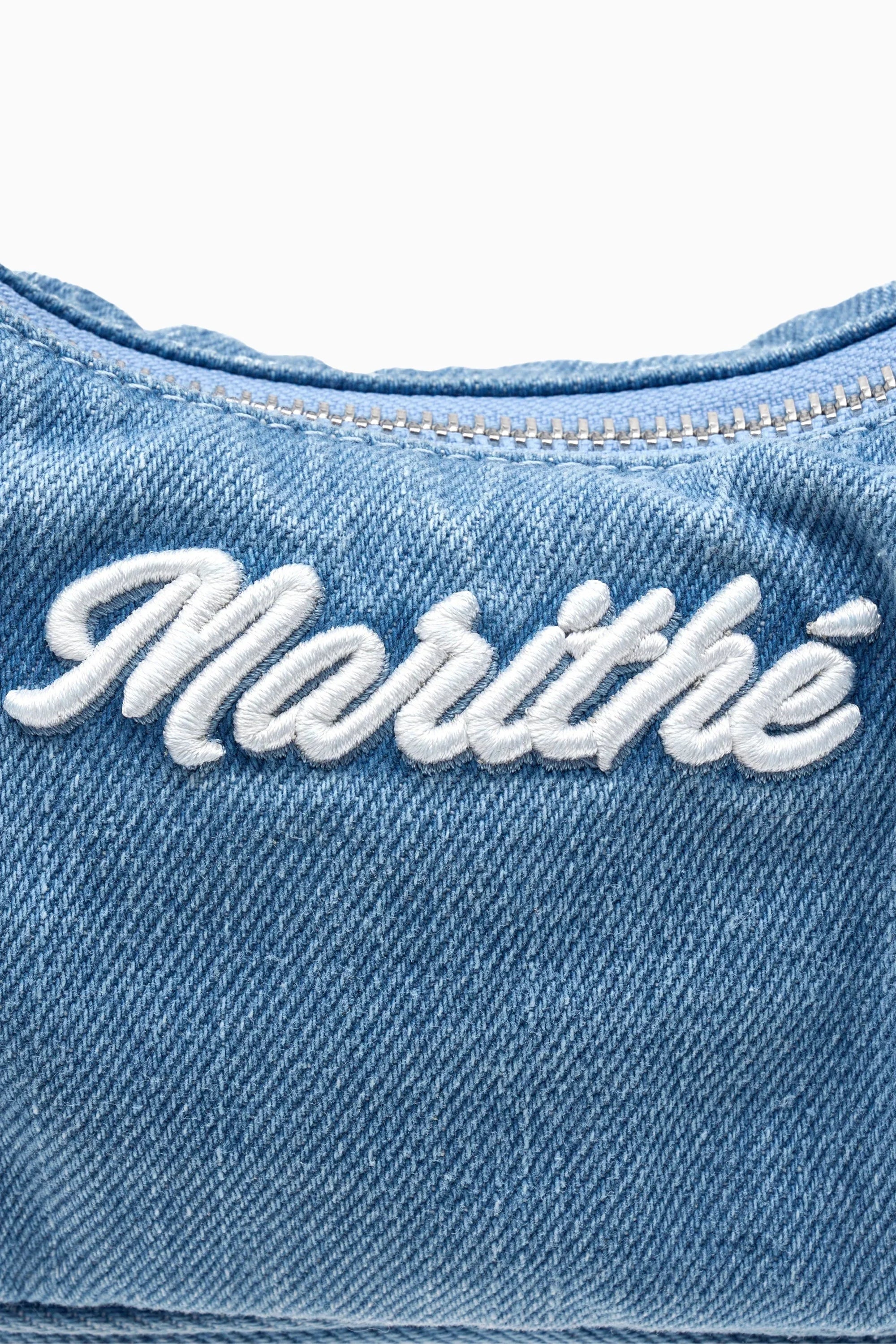 Embroidery Logo Shoulder Bag Light Blue