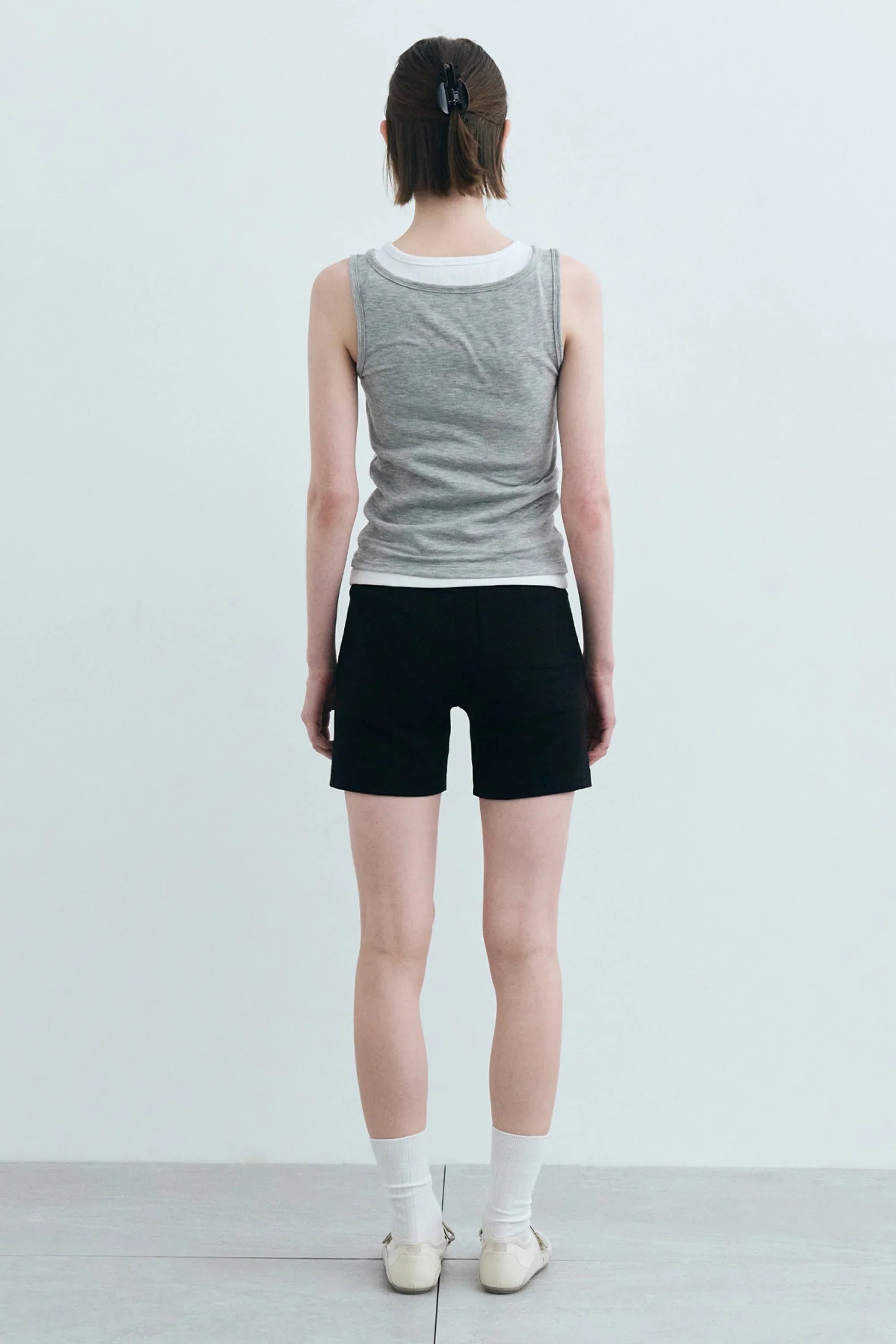 W Layered Sleeveless Melange Gray