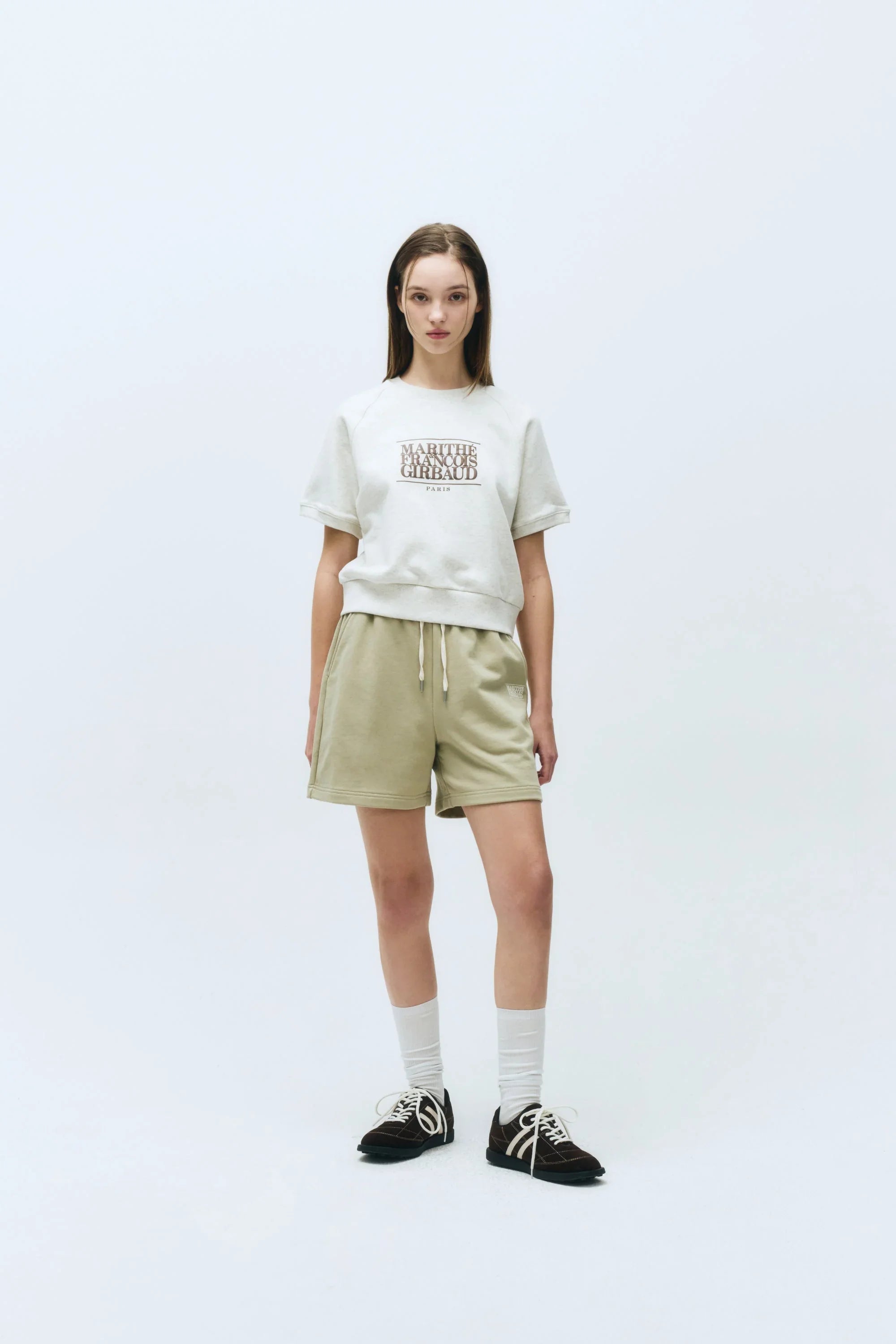 W Classic Logo Half Sweatshirt Oatmeal