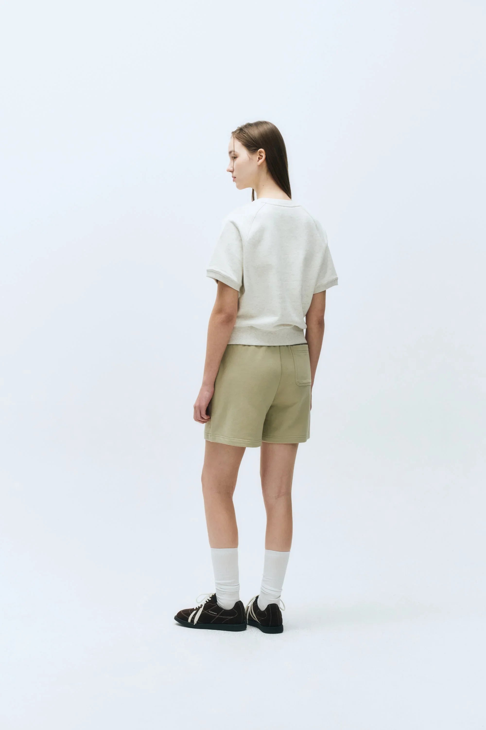 W Classic Logo Half Sweatshirt Oatmeal