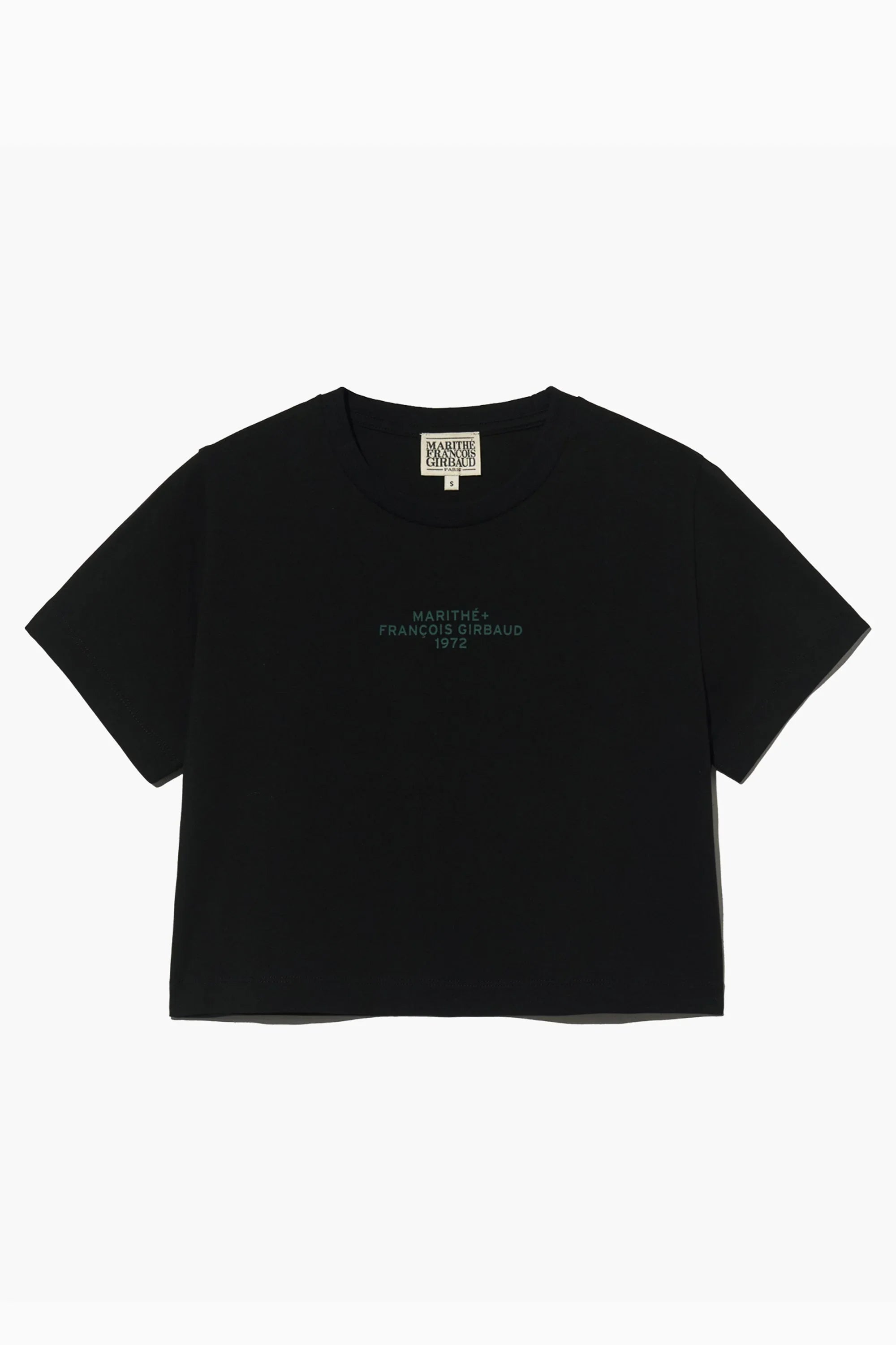 W Lettering Crop Tee Black