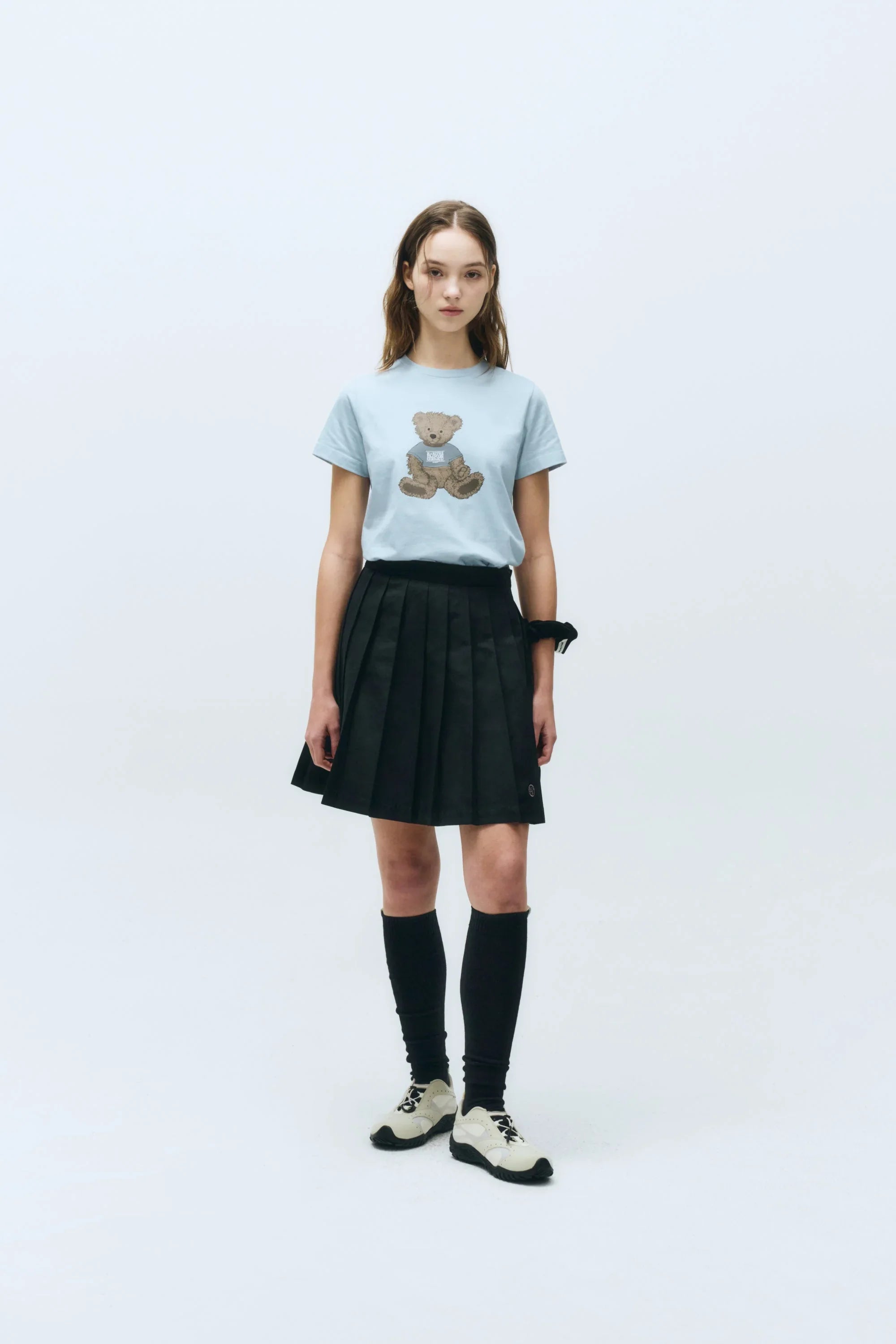 W Doodle Bear Tee Ice Blue