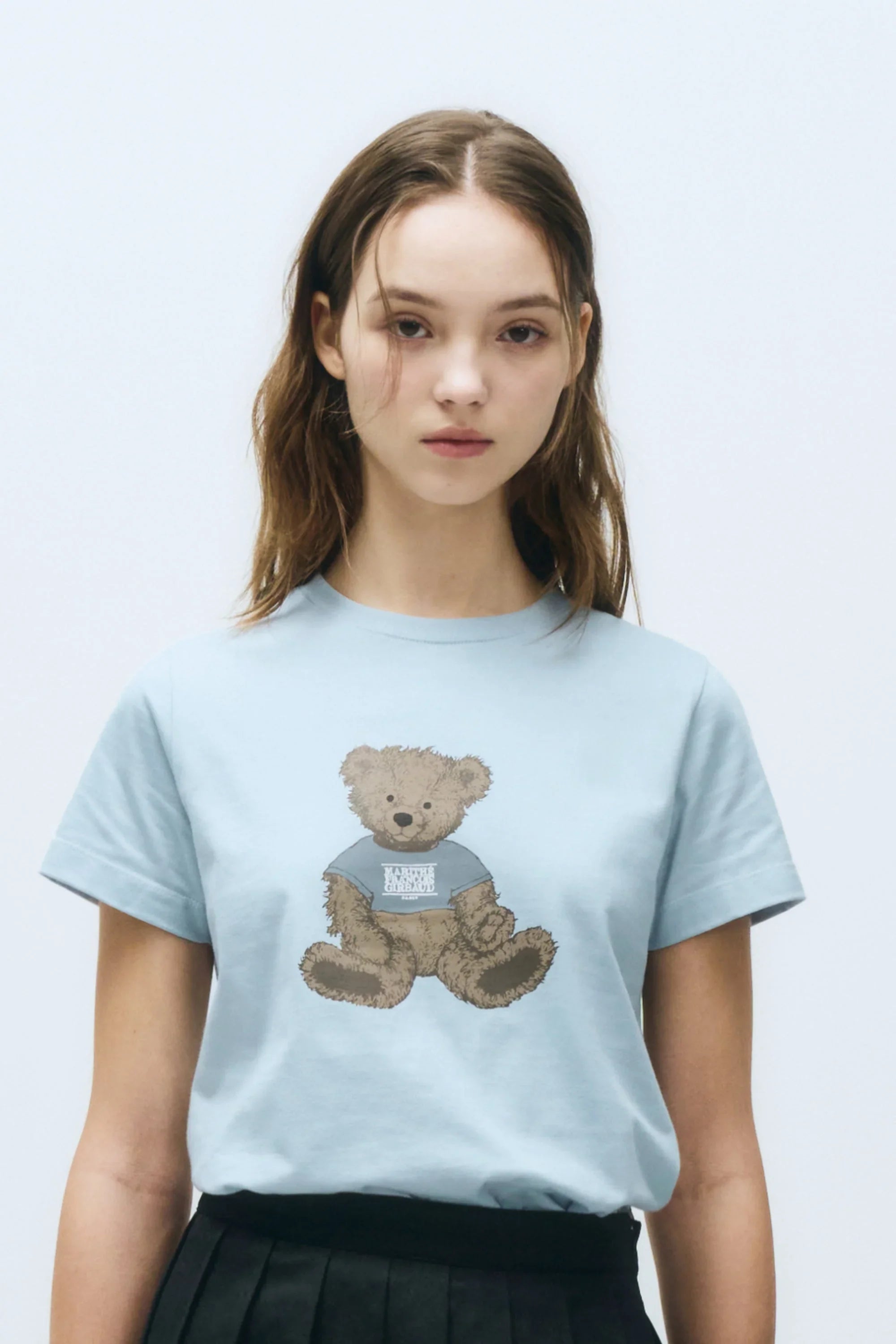 W Doodle Bear Tee Ice Blue