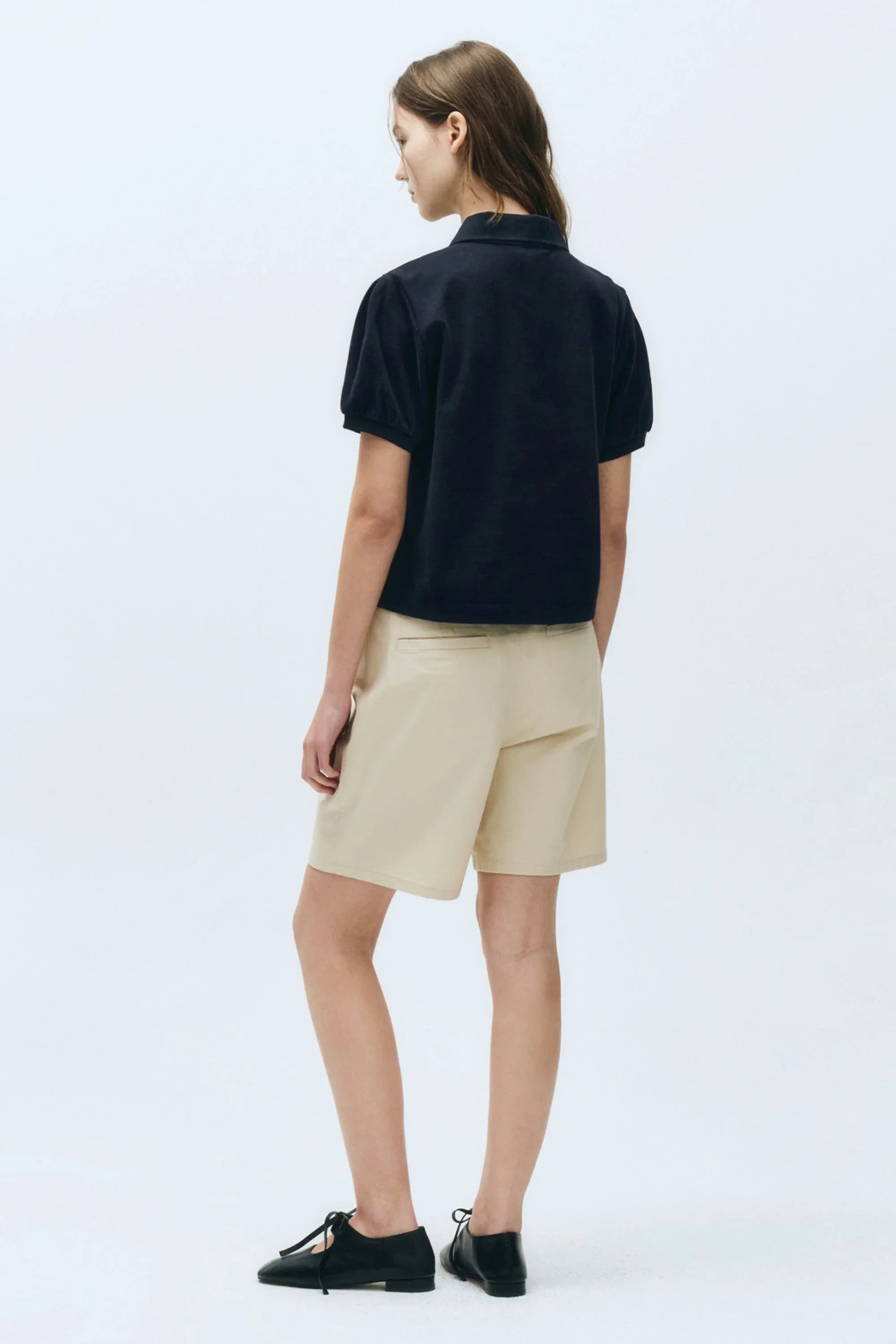 W Pique Puff Sleeve Tee Navy