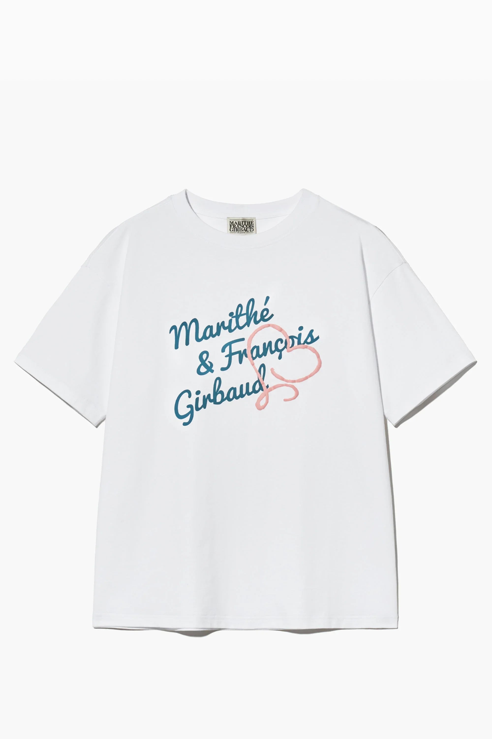 W Over Fit Hand Logo Heart Tee White