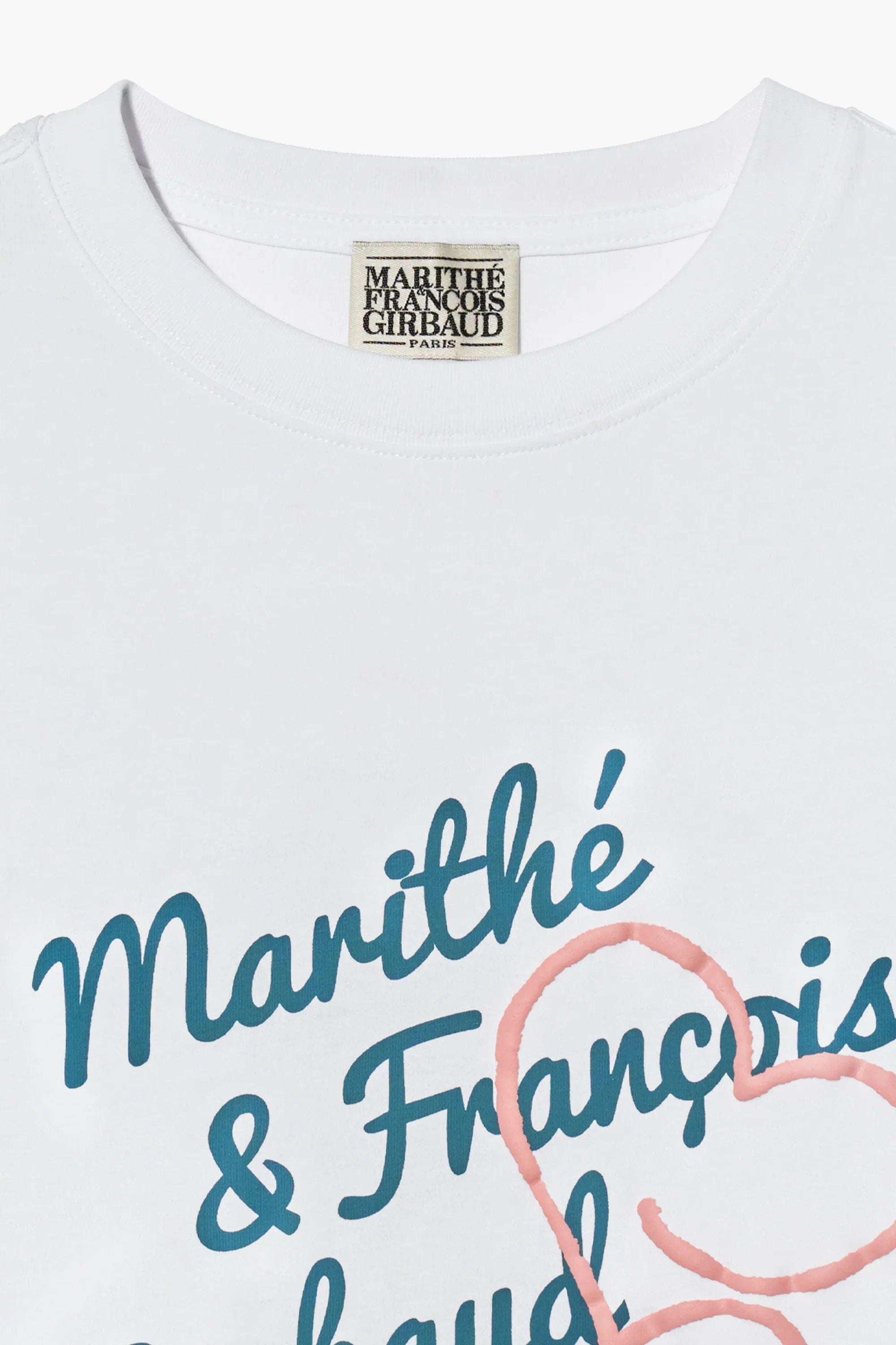 W Over Fit Hand Logo Heart Tee White