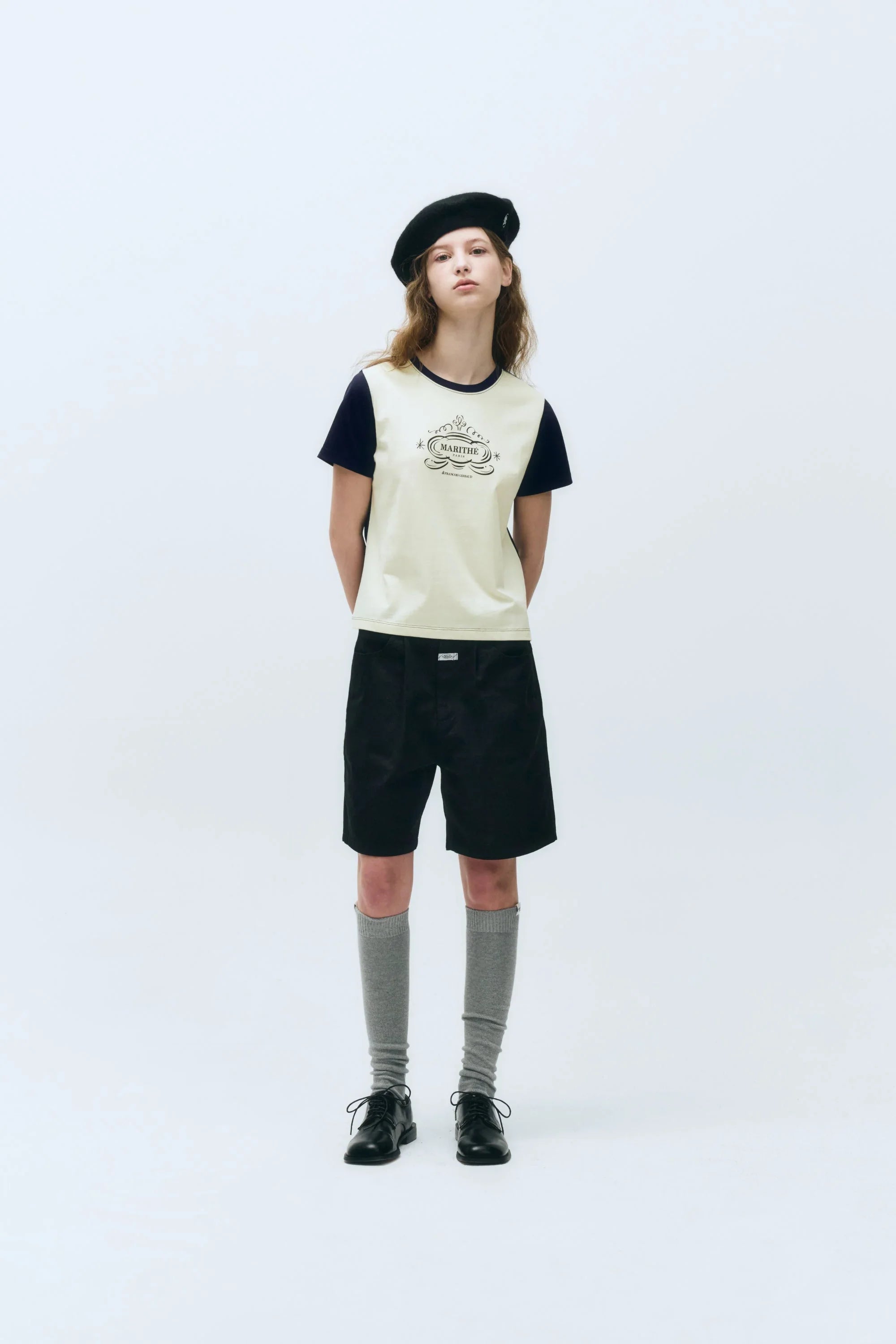 W Contrast Graphic Tee Navy