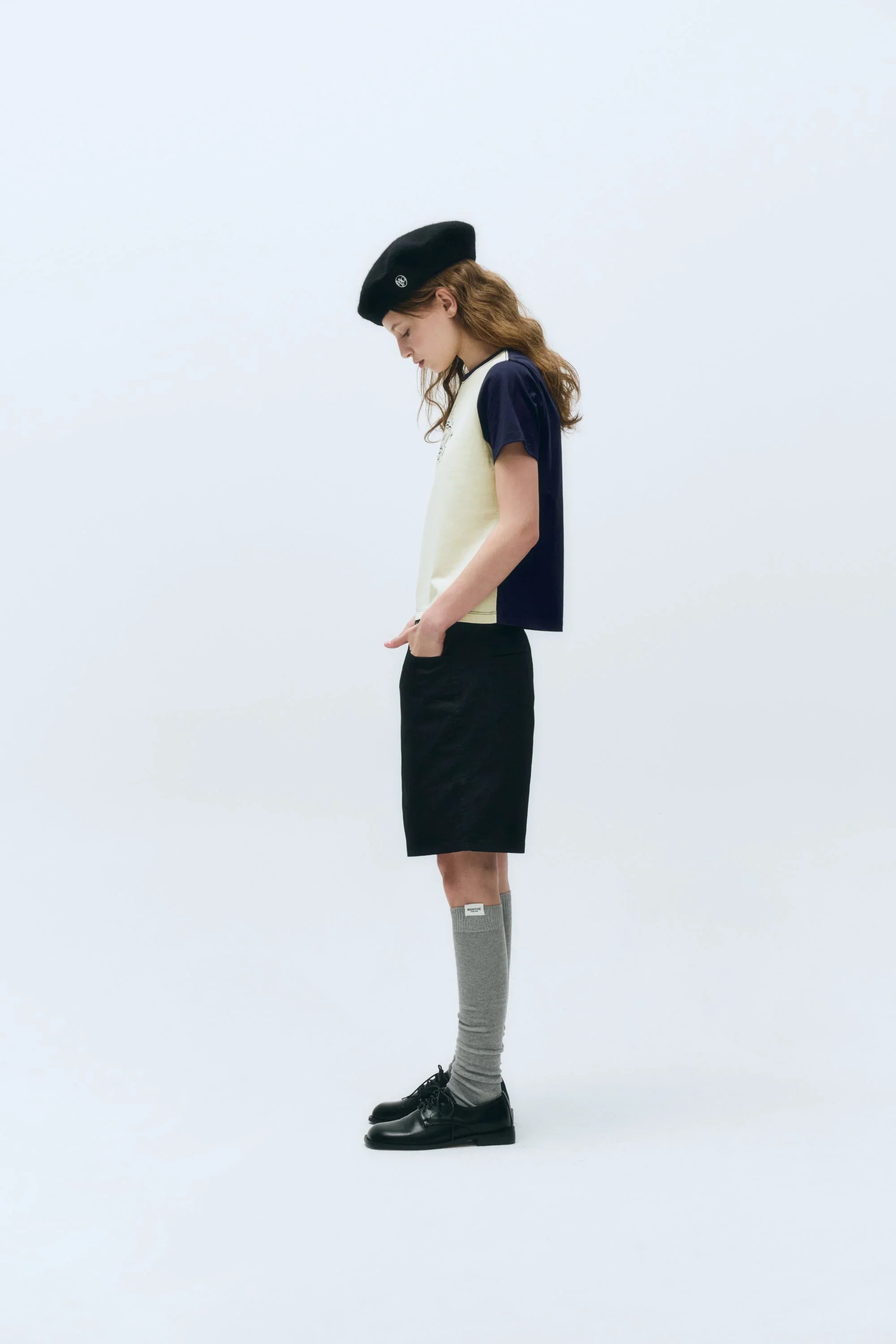 W Contrast Graphic Tee Navy