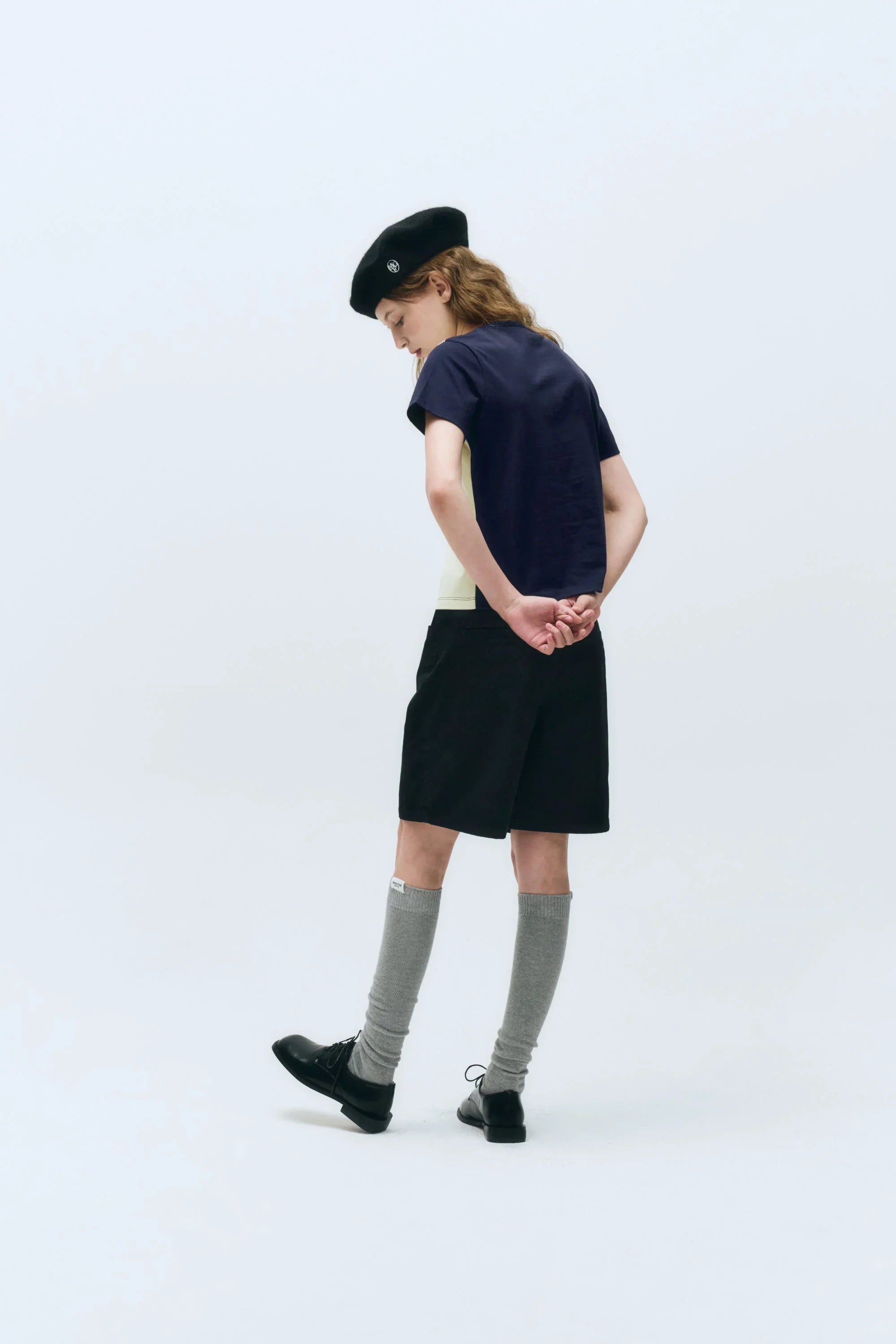 W Contrast Graphic Tee Navy