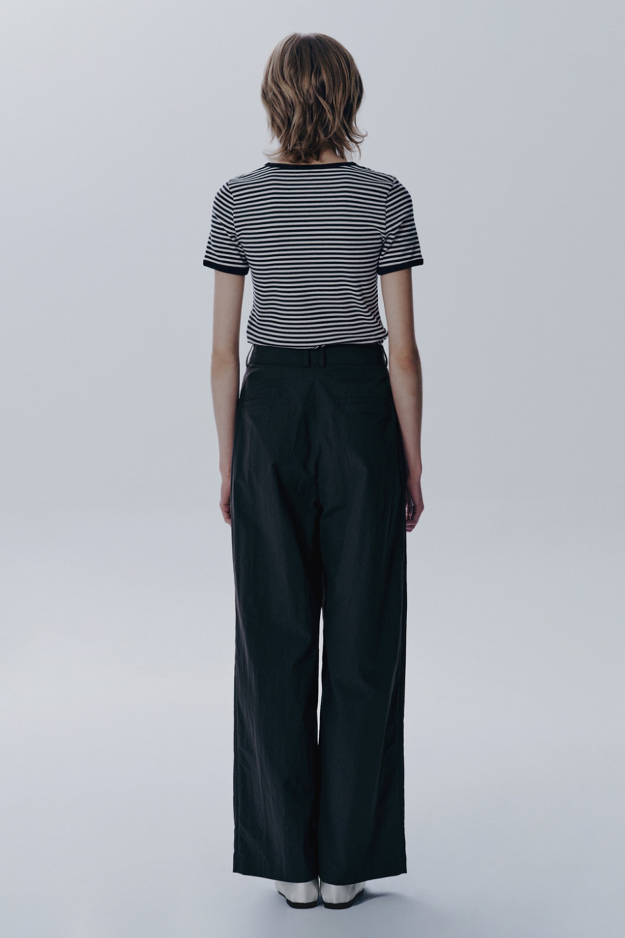 W Deep Neck Ringer Tee Black