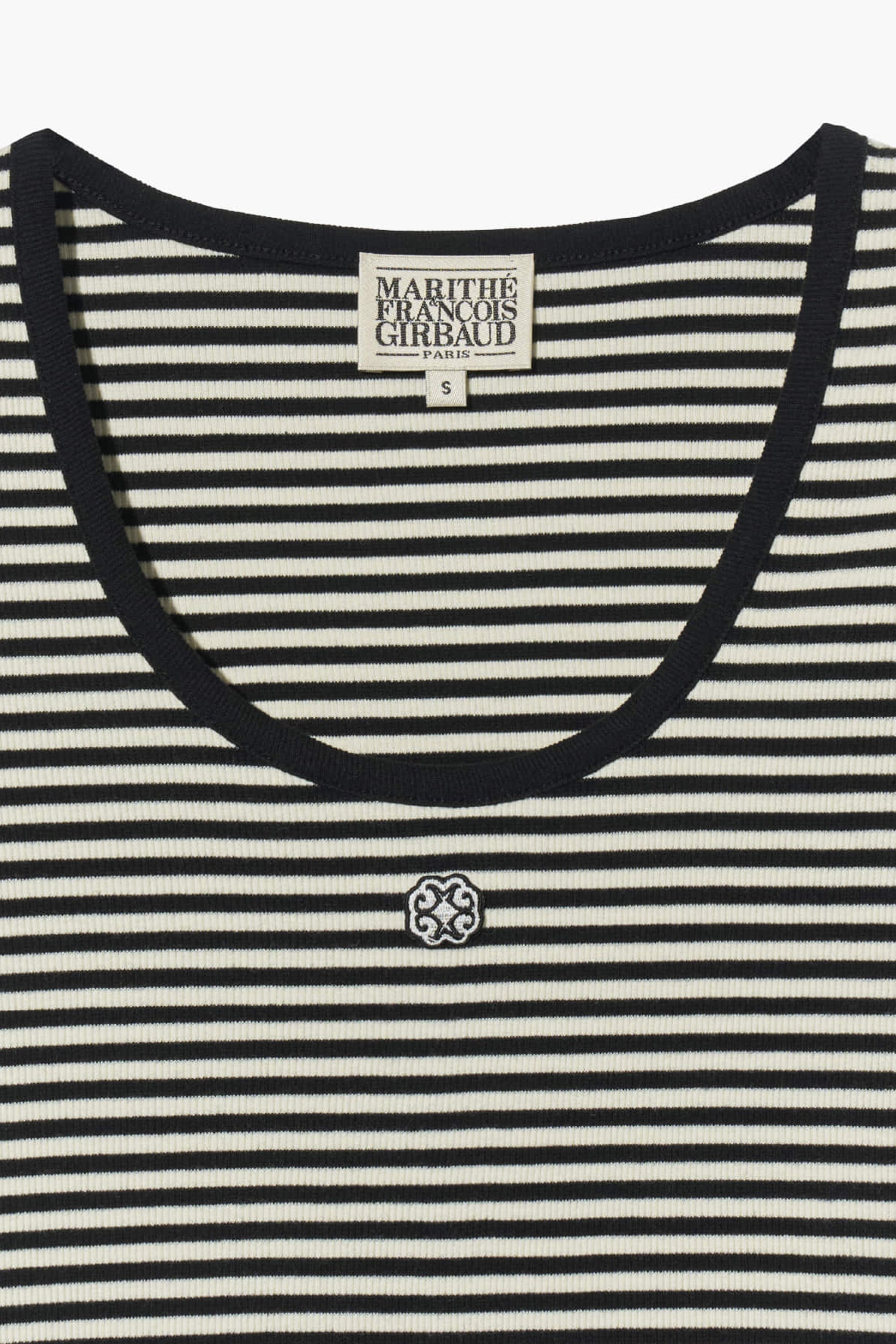 W Deep Neck Ringer Tee Black