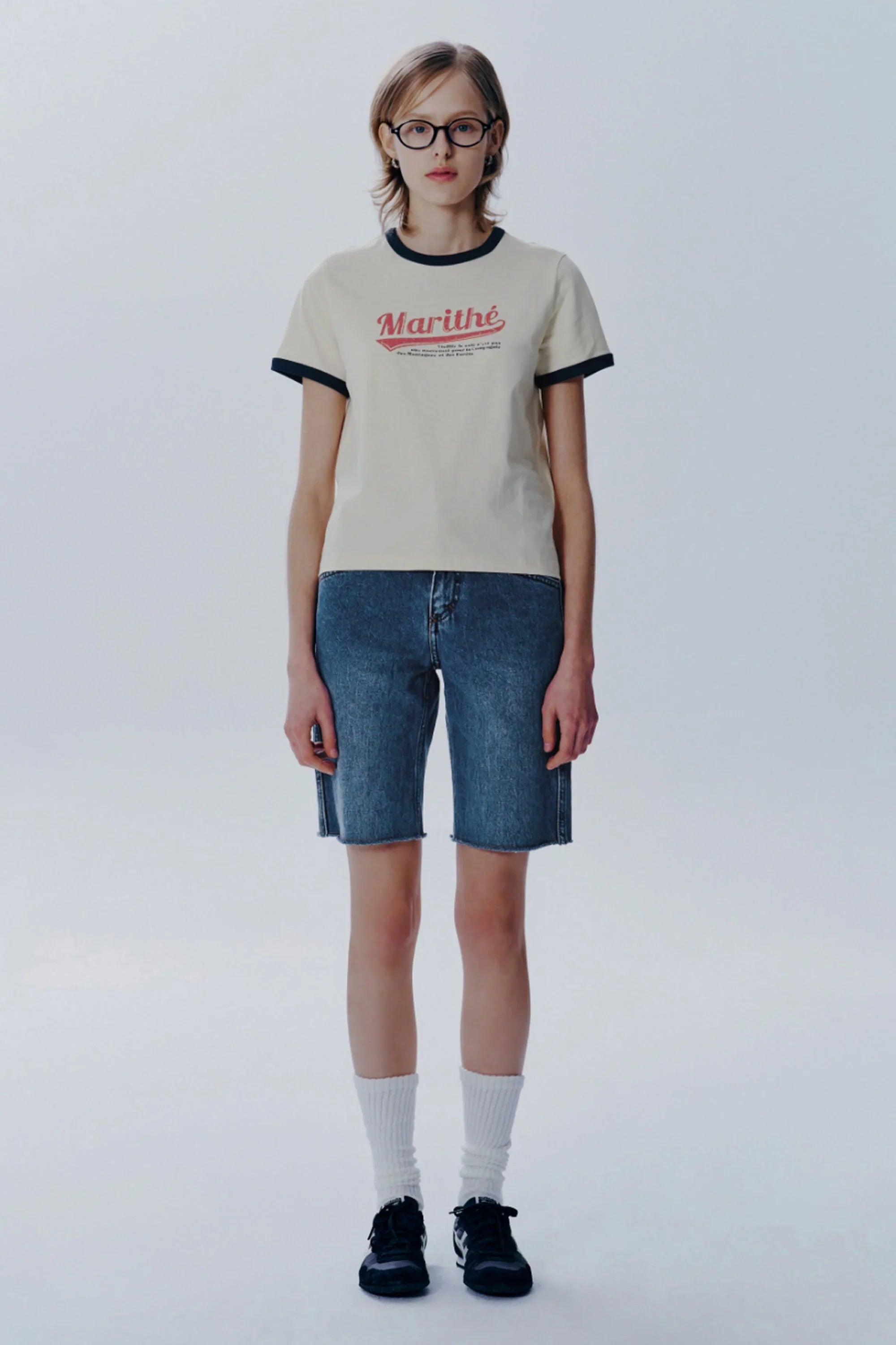 W Vintage Baseball Ringer Tee Ivory