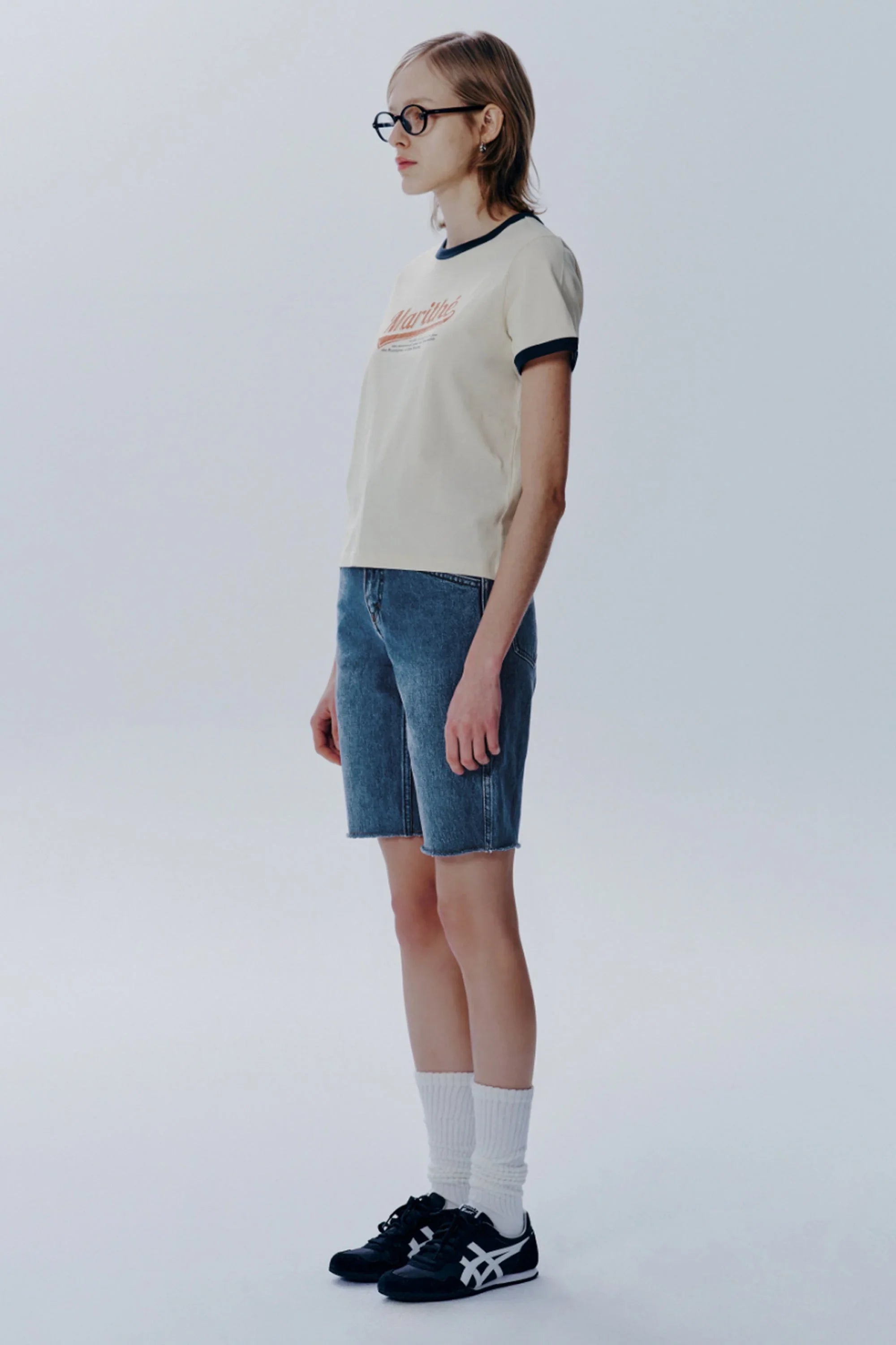 W Vintage Baseball Ringer Tee Ivory