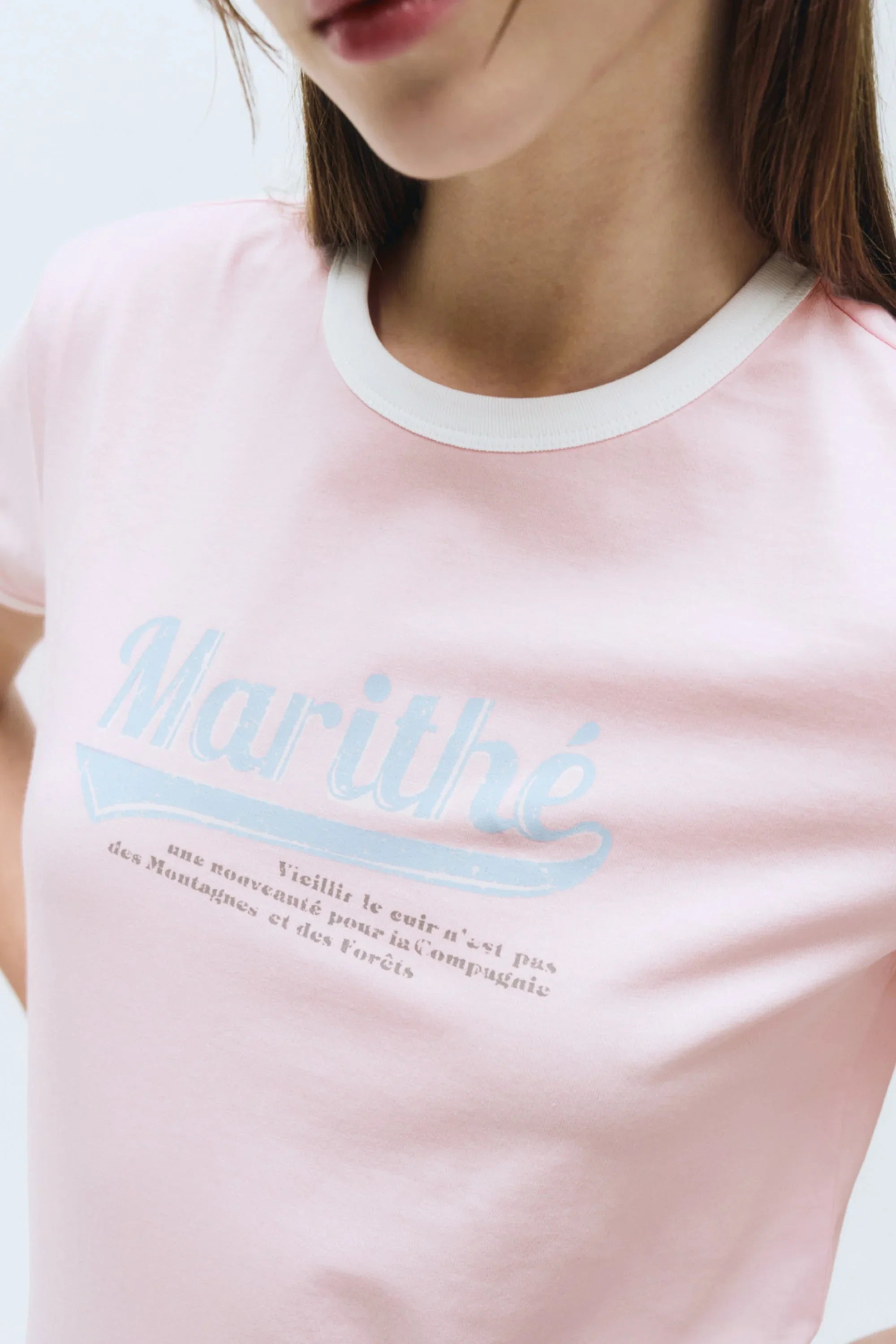 W Vintage Baseball Ringer Tee Pink