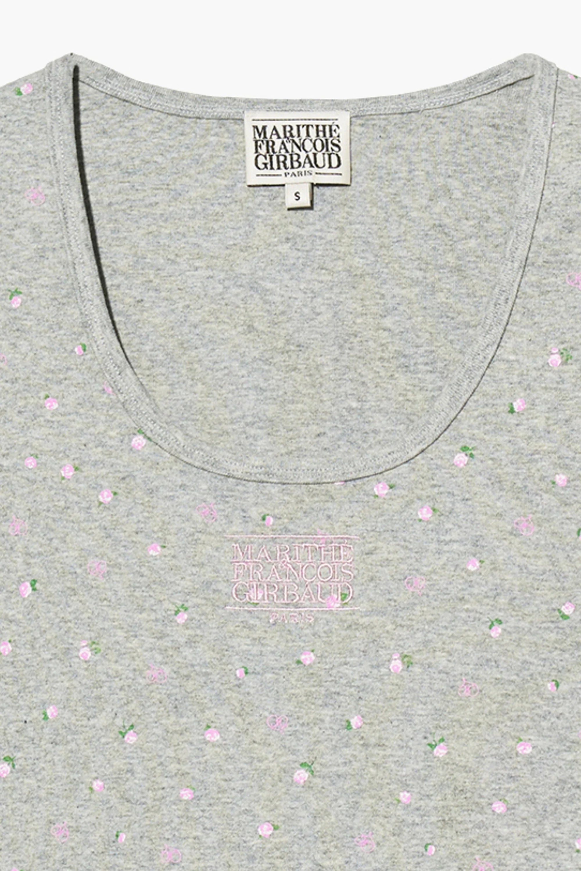 W Flower Short Sleeve Tee Melange Gray