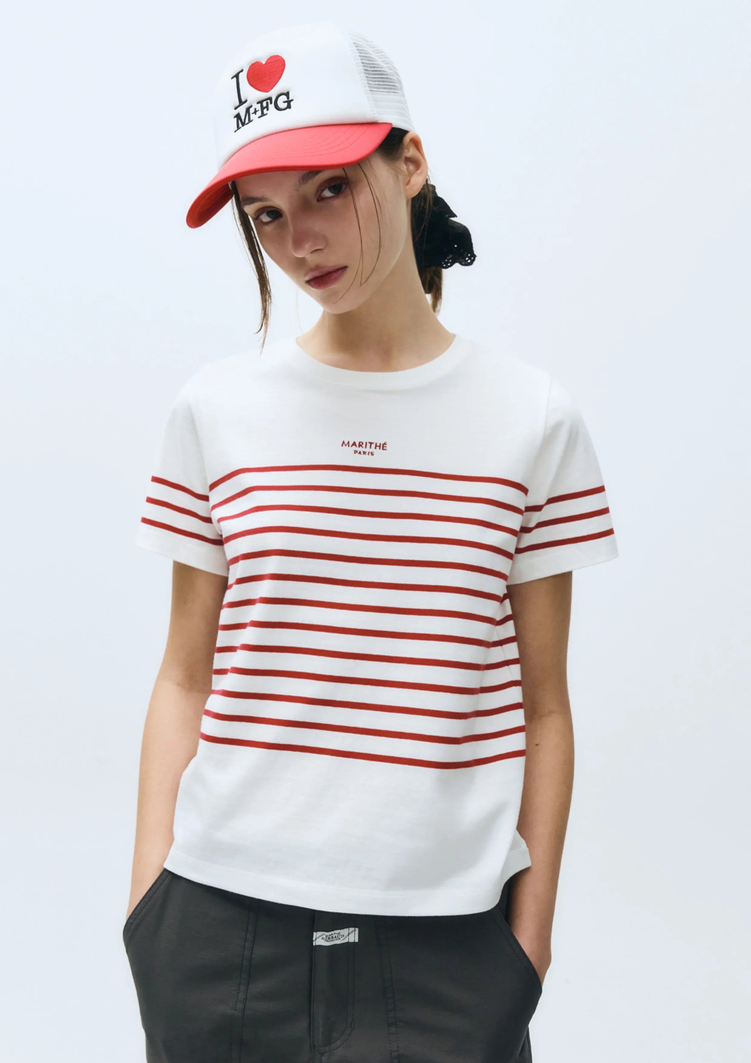 W Stripe Tee White / Red