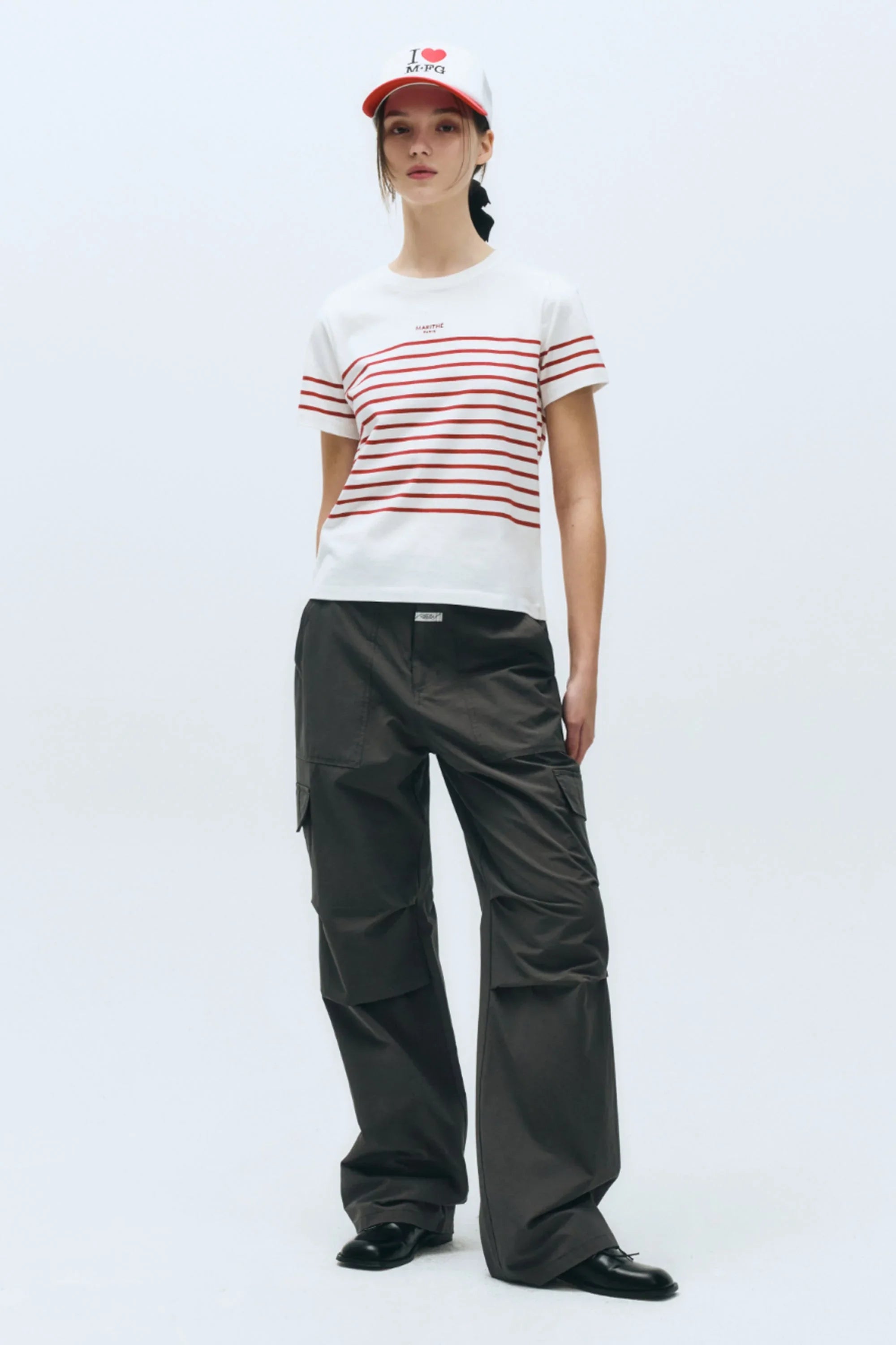 W Stripe Tee White / Red