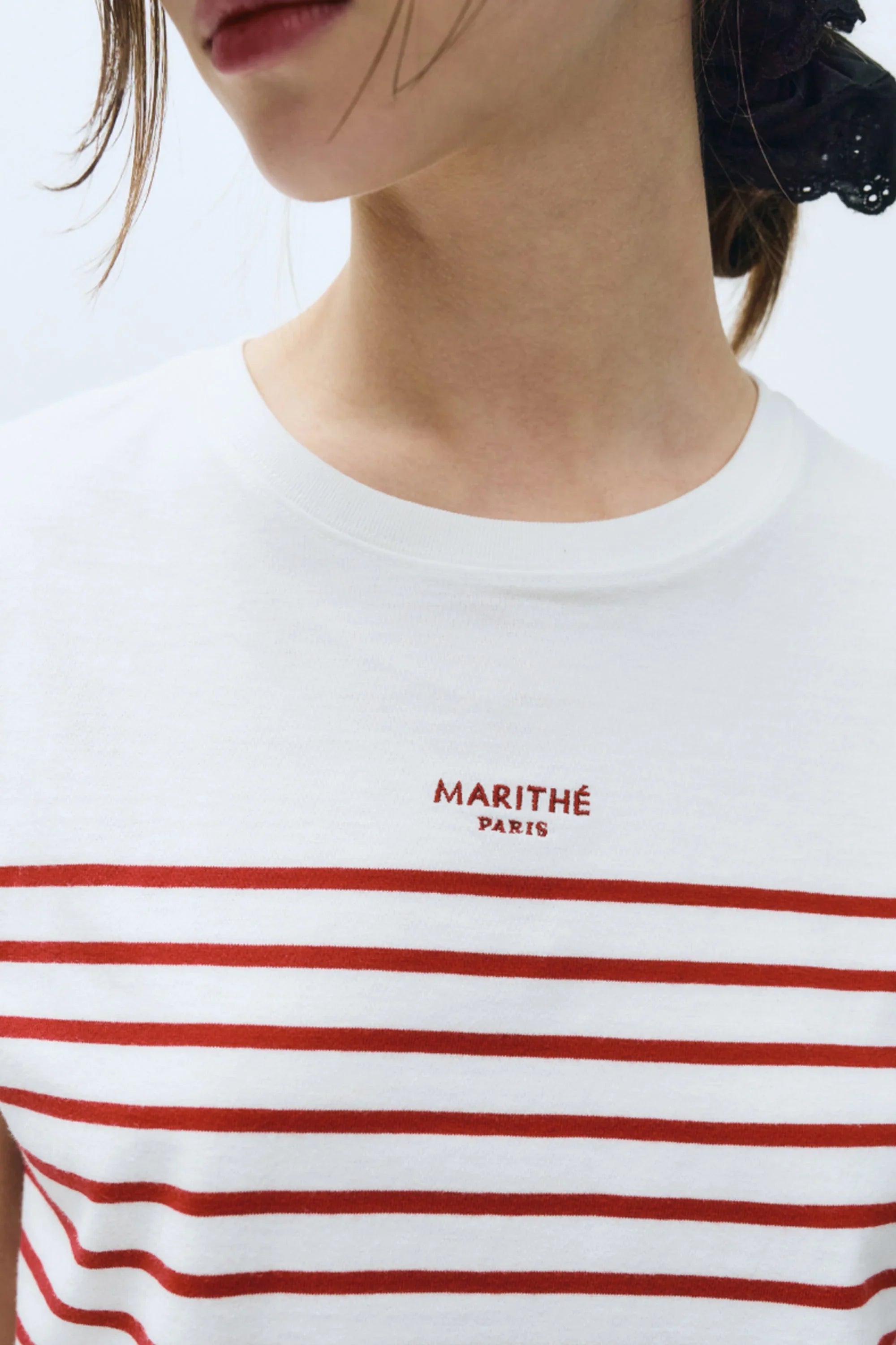 W Stripe Tee White / Red