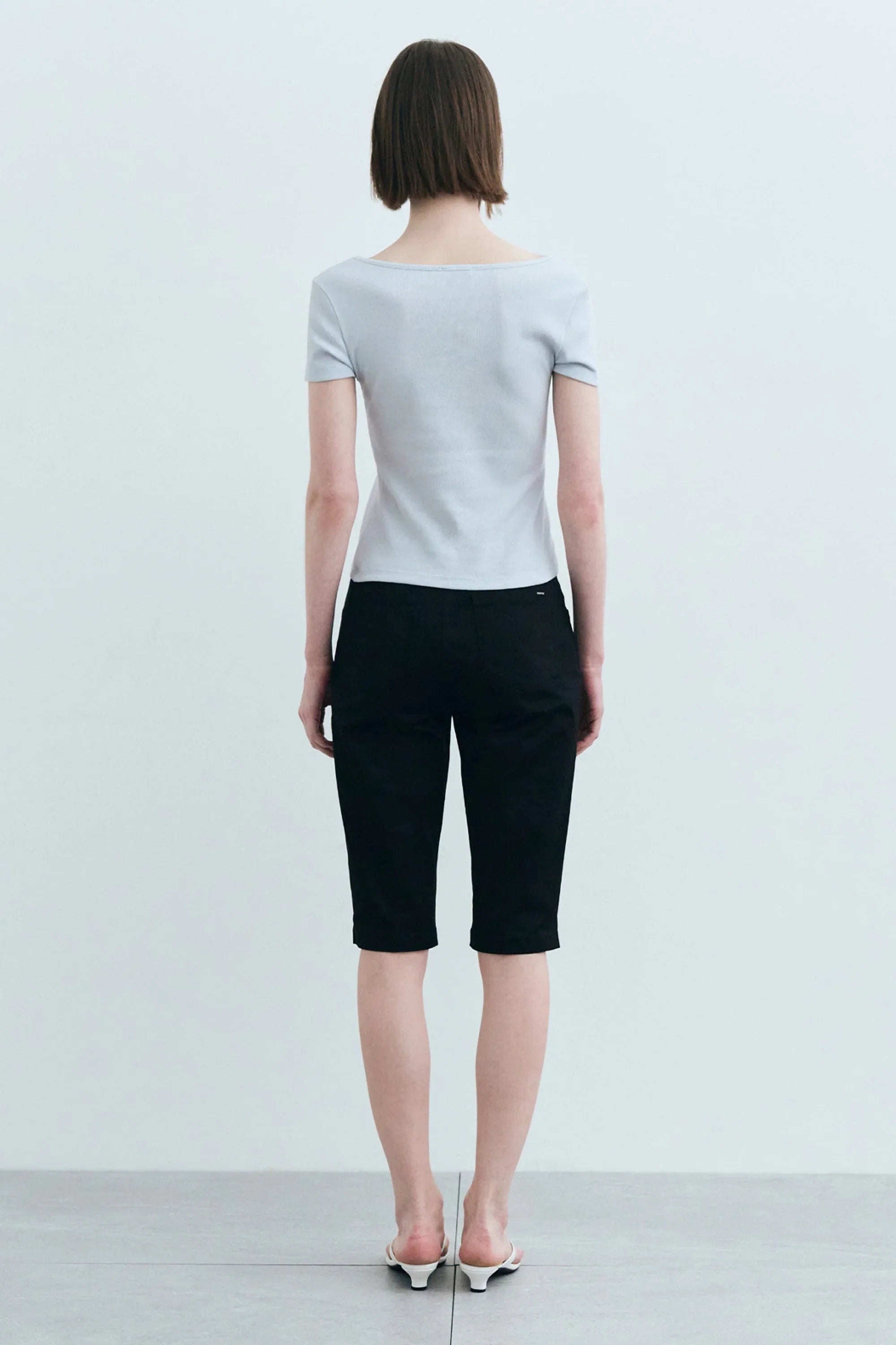 W Slim Fit Square Neck Tee Light Blue