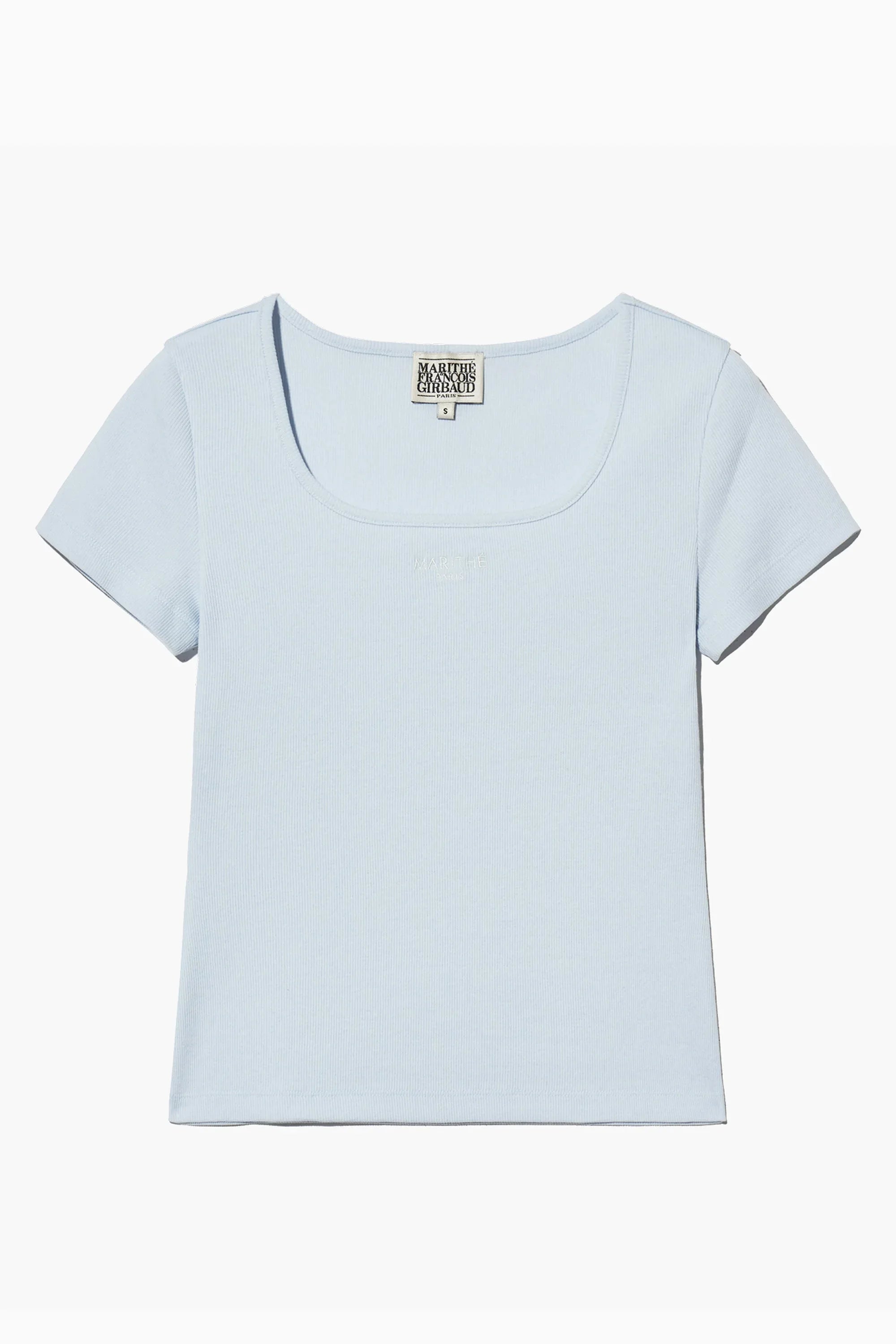 W Slim Fit Square Neck Tee Light Blue
