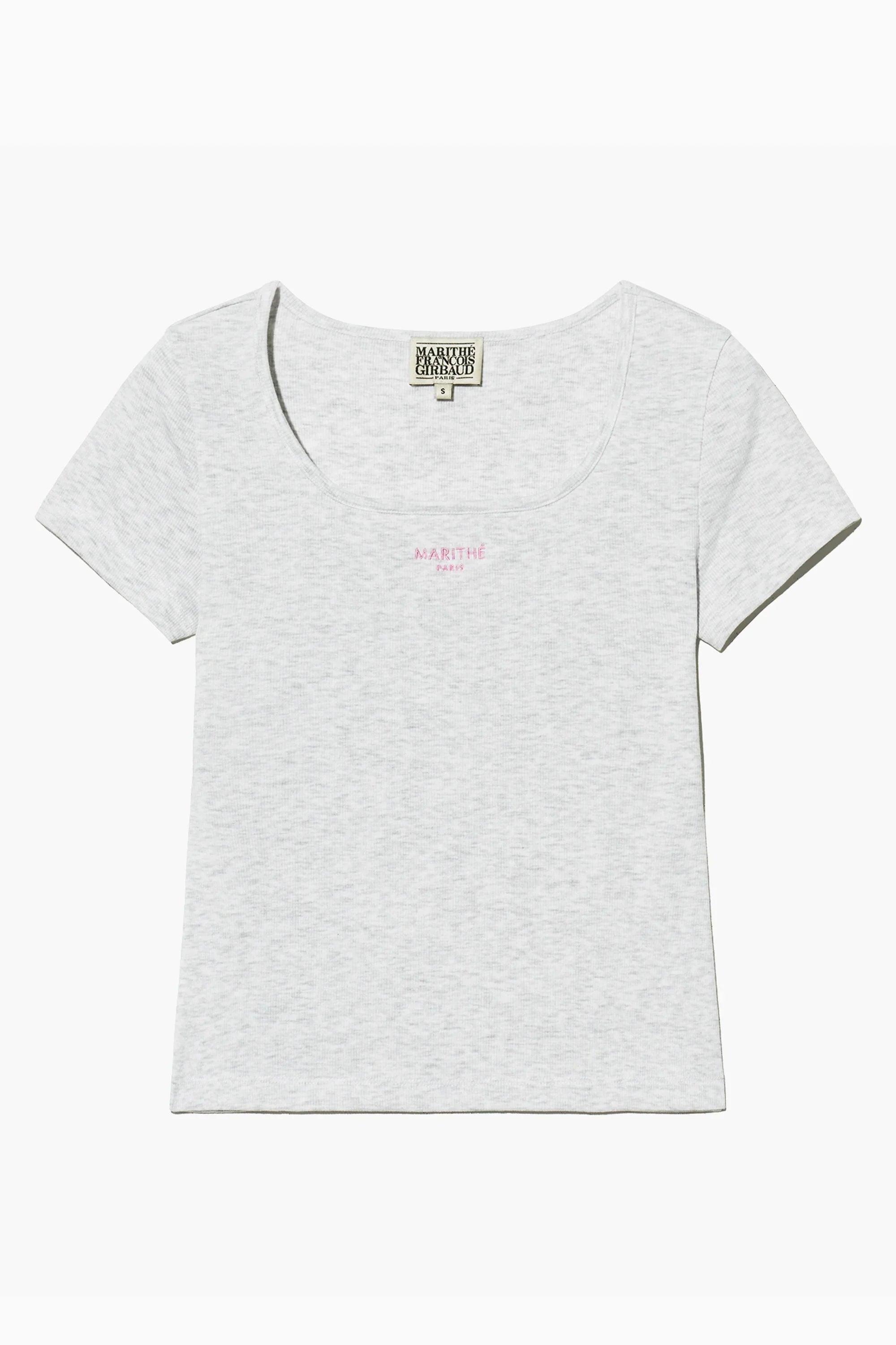 W Slim Fit Square Neck Tee Light Heather Gray