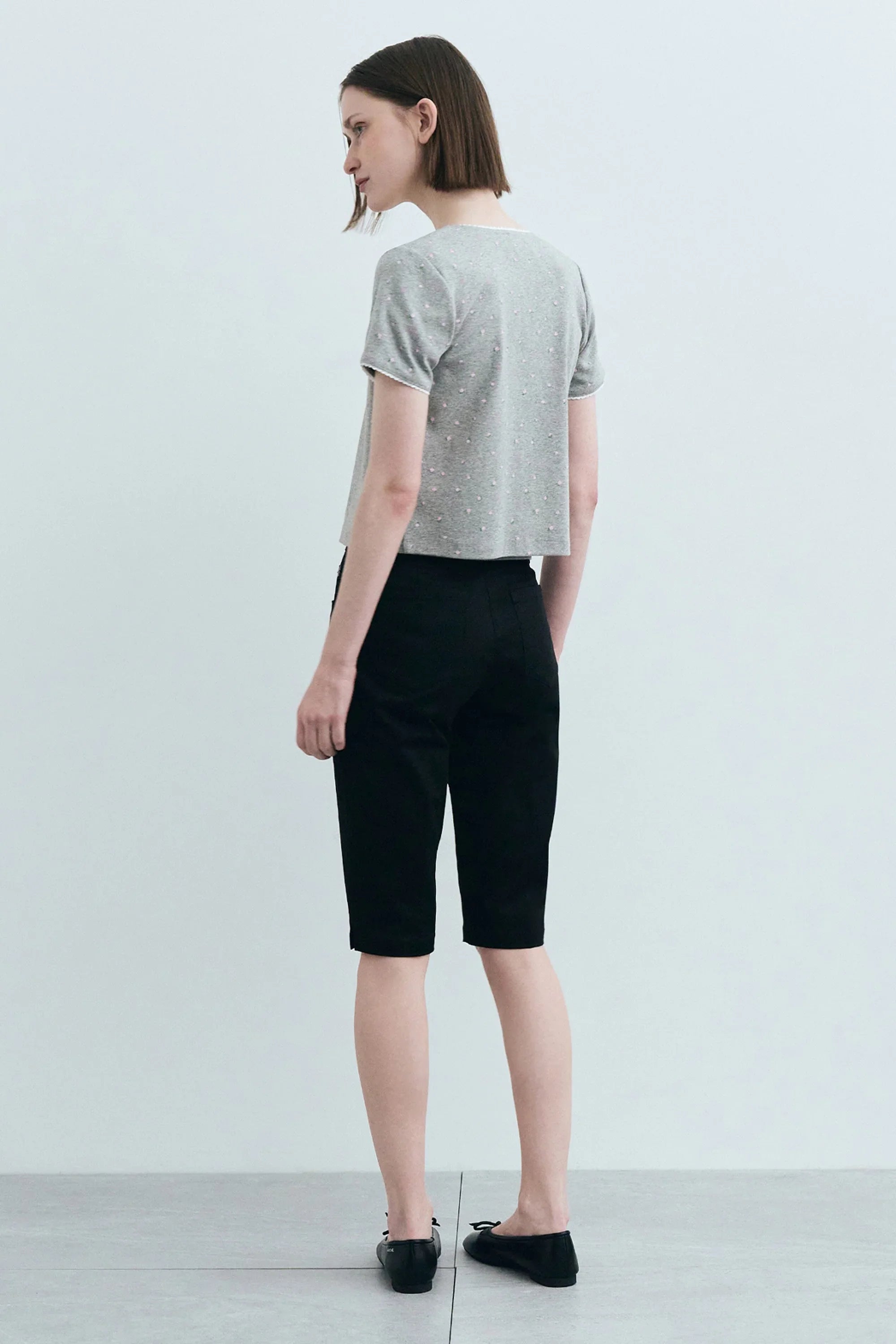 Flower Cardigan Tee Melange Gray