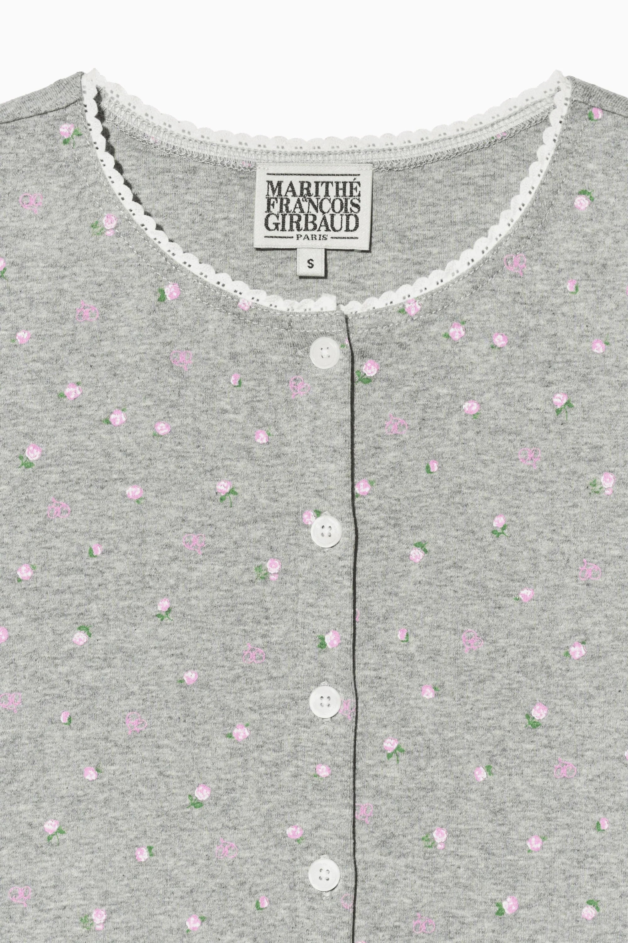 Flower Cardigan Tee Melange Gray
