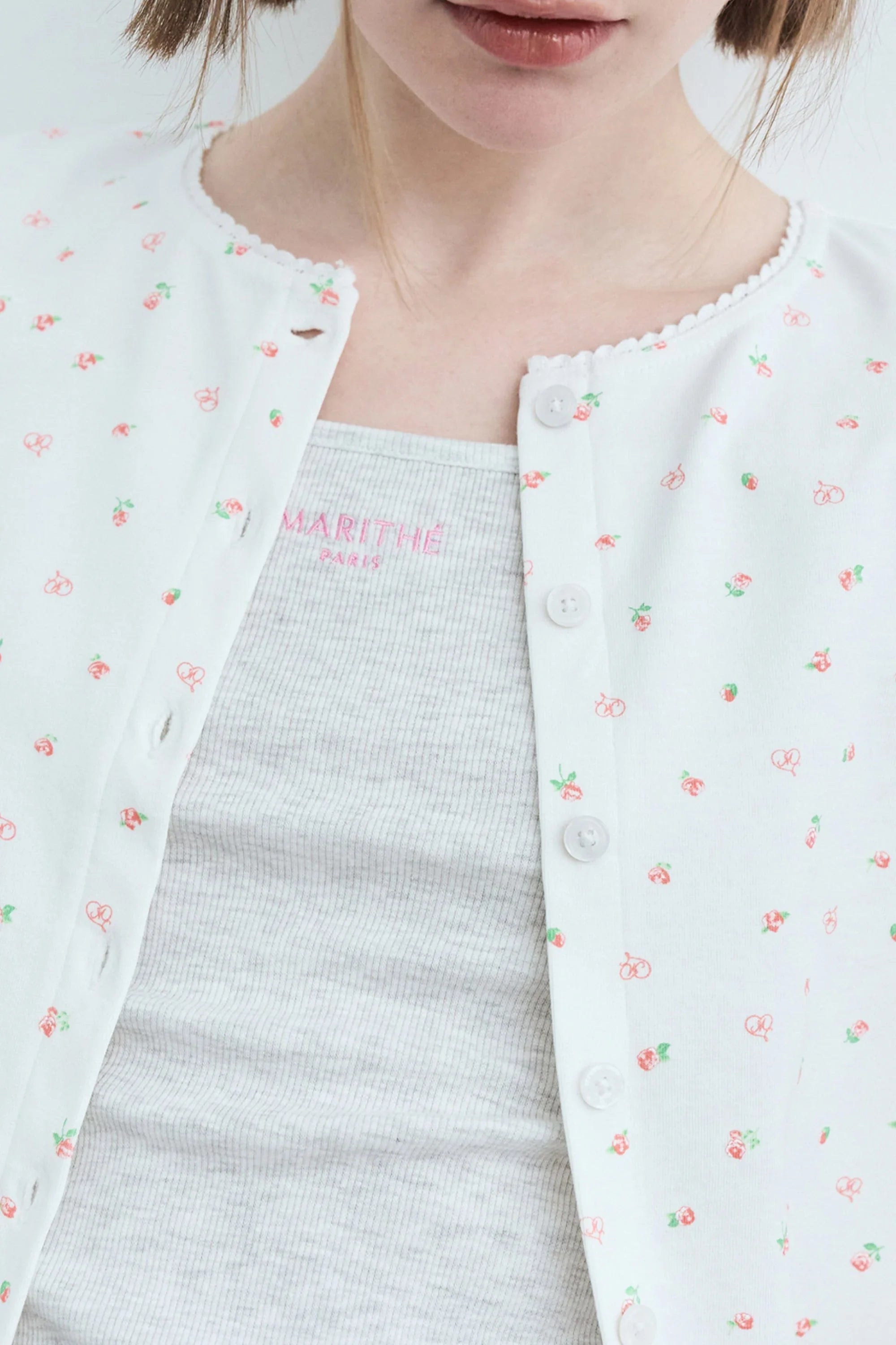 Flower Cardigan Tee White