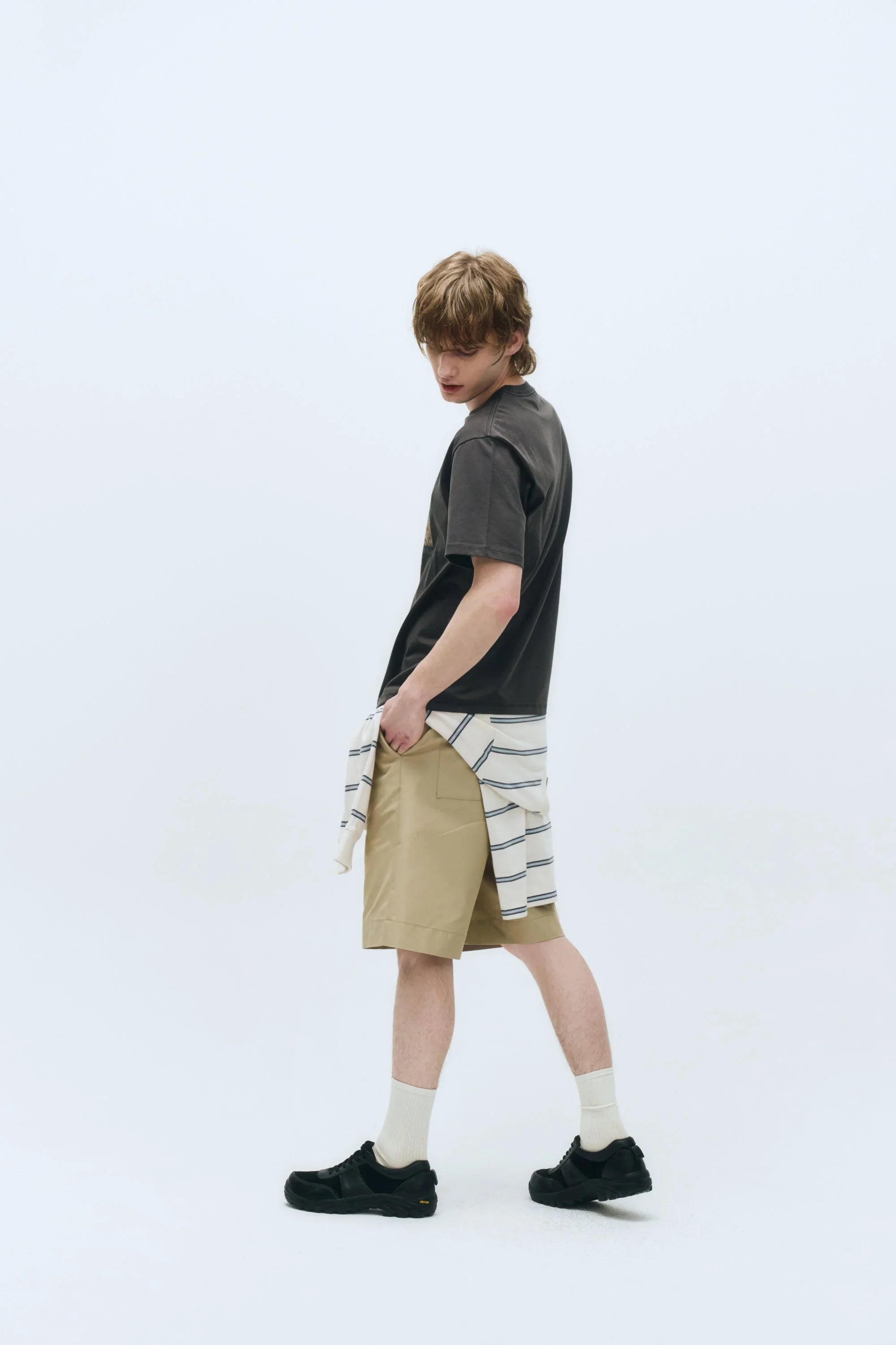 Beach Collage Graphic Half Tee Charcoal