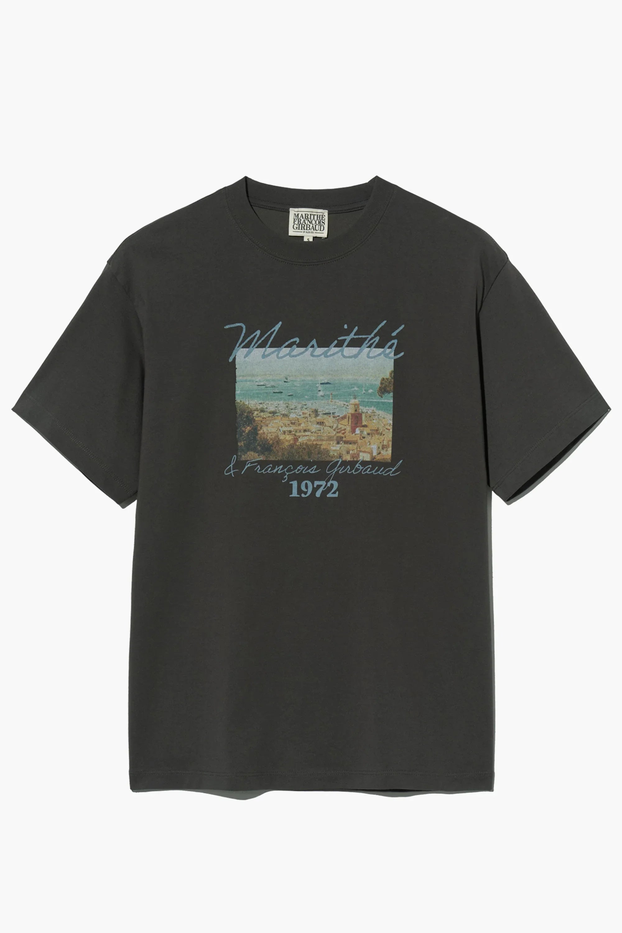 Beach Collage Graphic Half Tee Charcoal