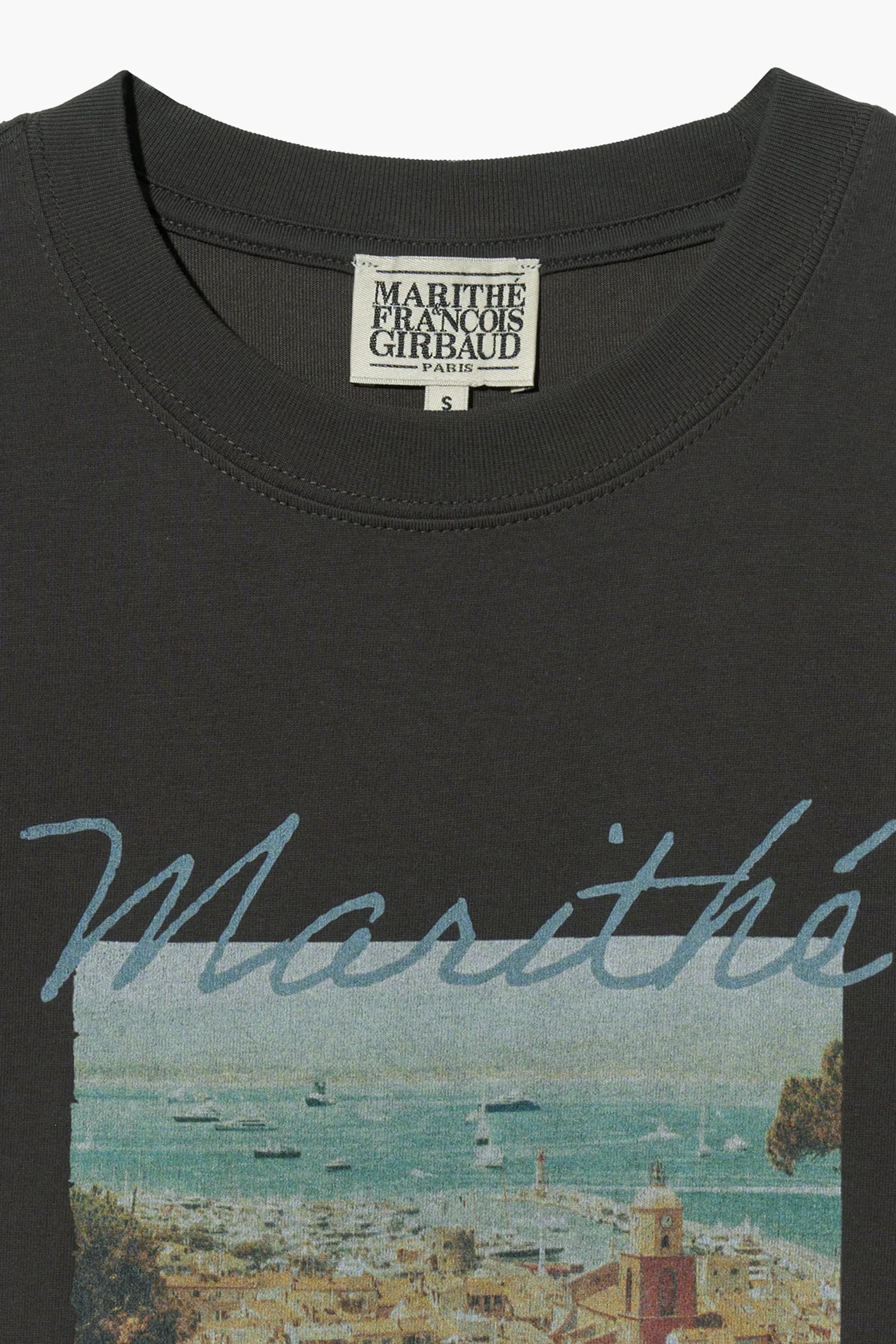 Beach Collage Graphic Half Tee Charcoal