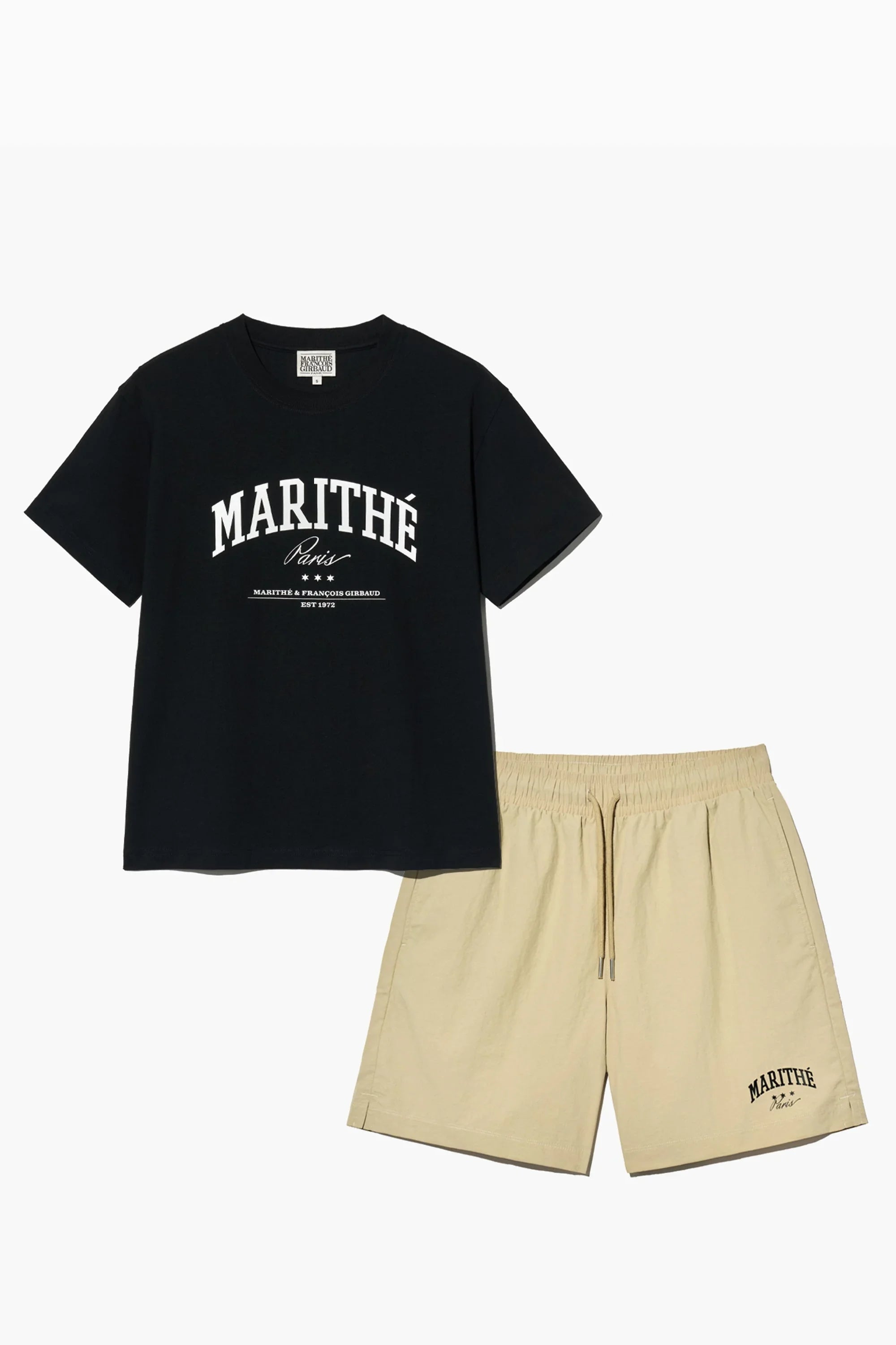 Varsity Tee Nylon Short Set-Up Black