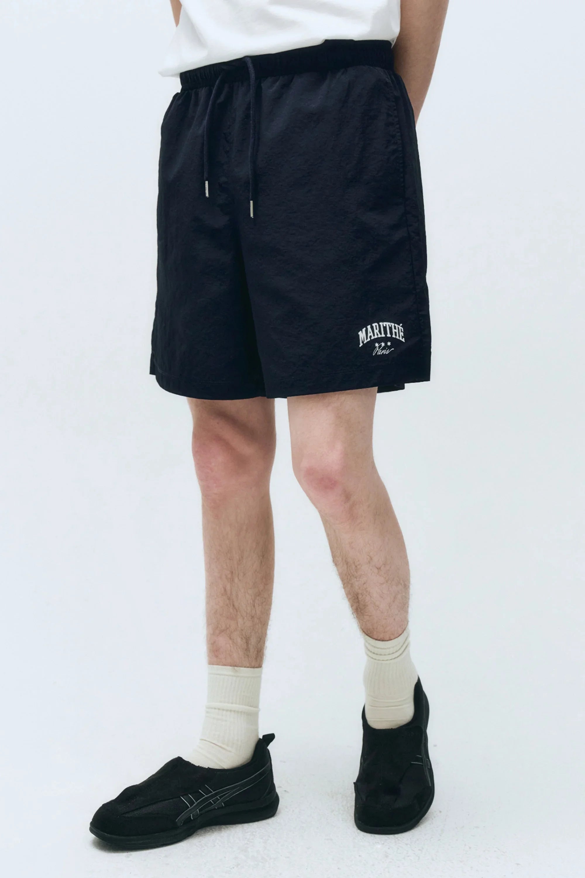 Varsity Tee Nylon Short Set-Up White