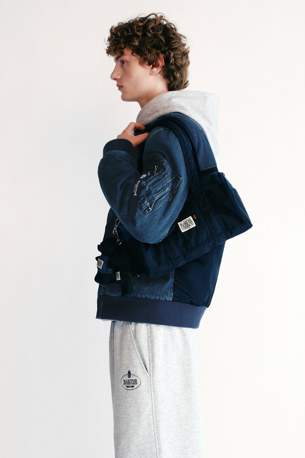 Marithe X Alpha Industries Classic Logo Nylon Duffle Bag Navy