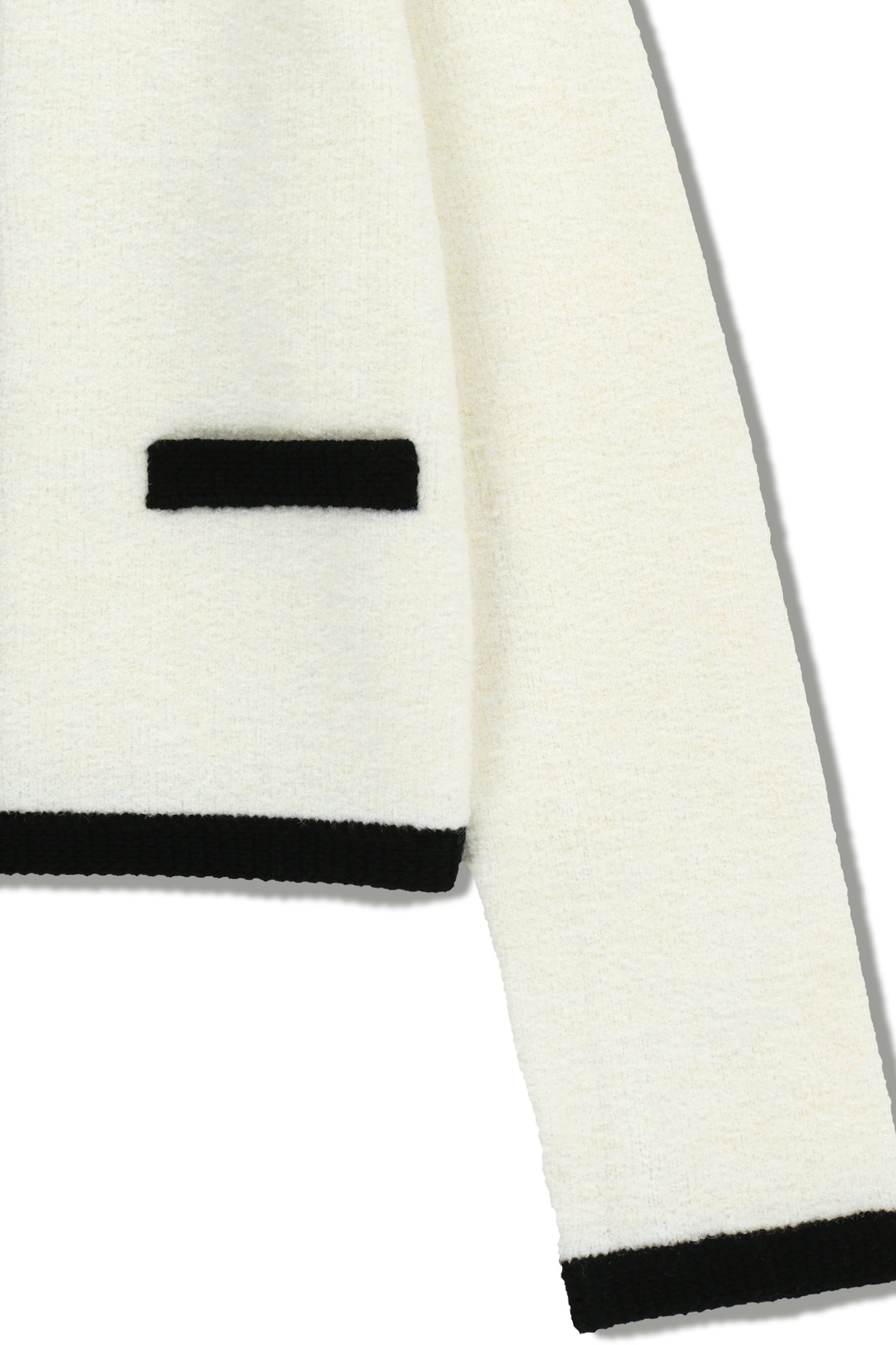 W Boucle Knit Round Neck Cardigan Ivory