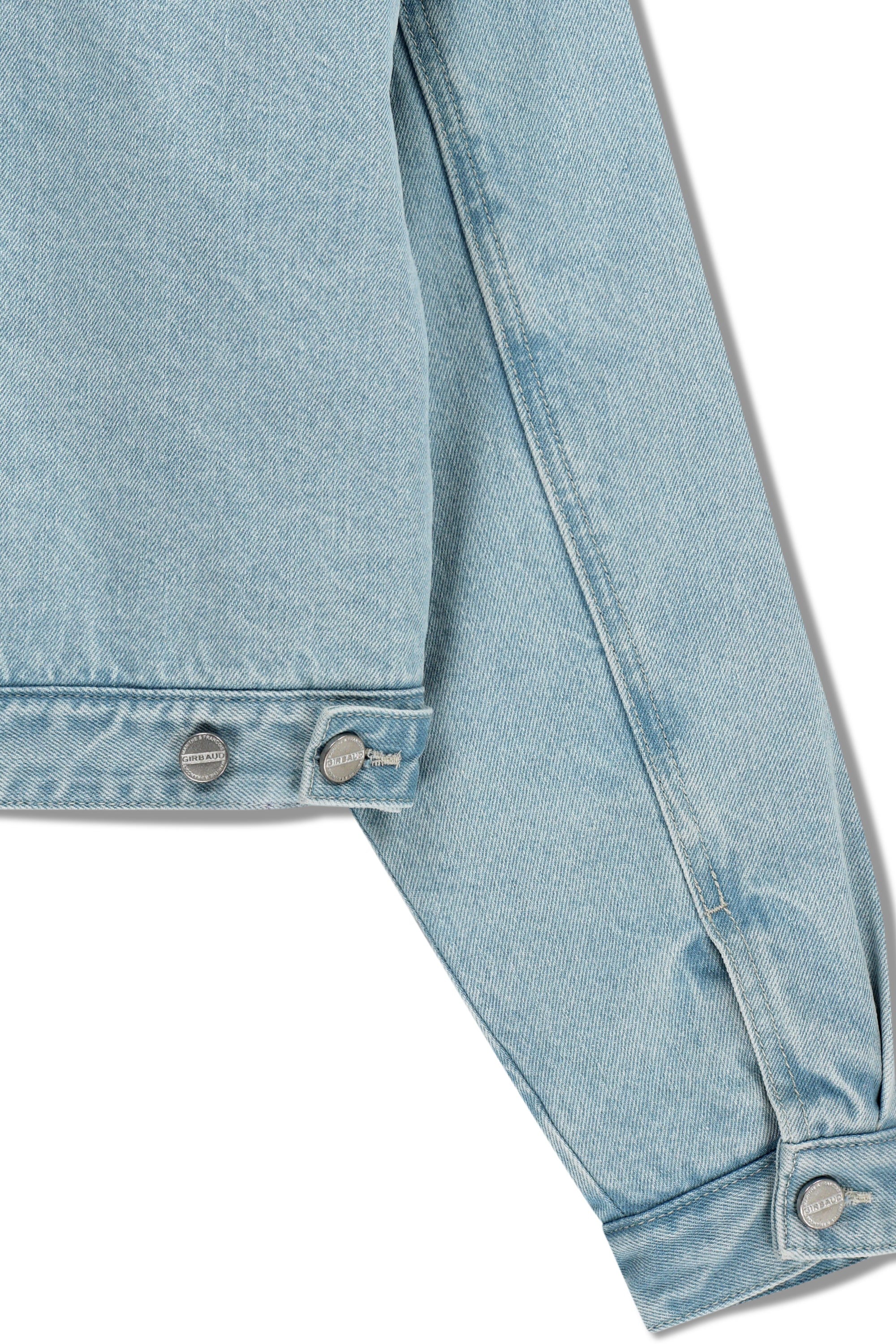 W Crop Shearling Denim Jacket Light Blue