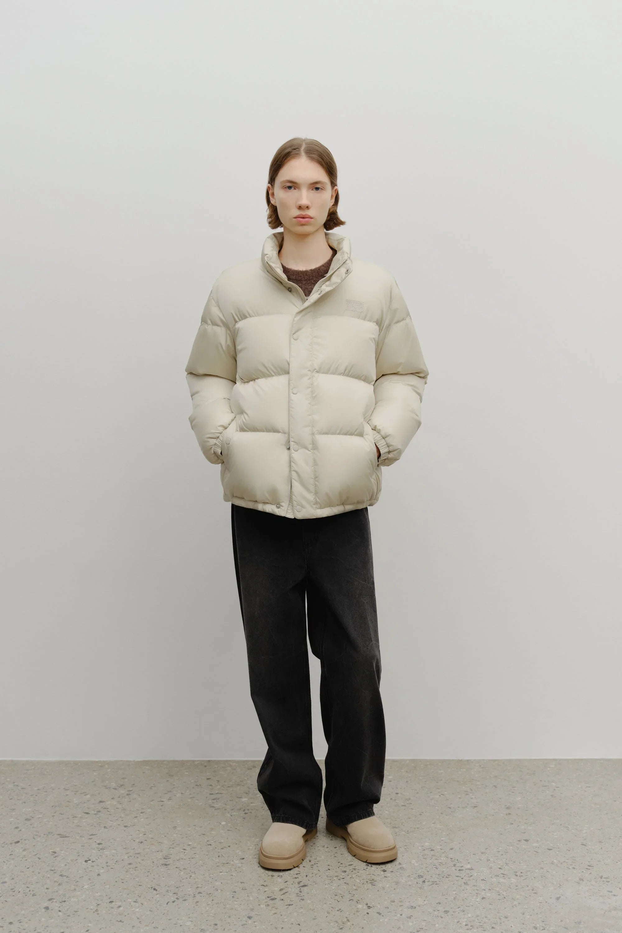Classic Logo Down Jacket Light Beige