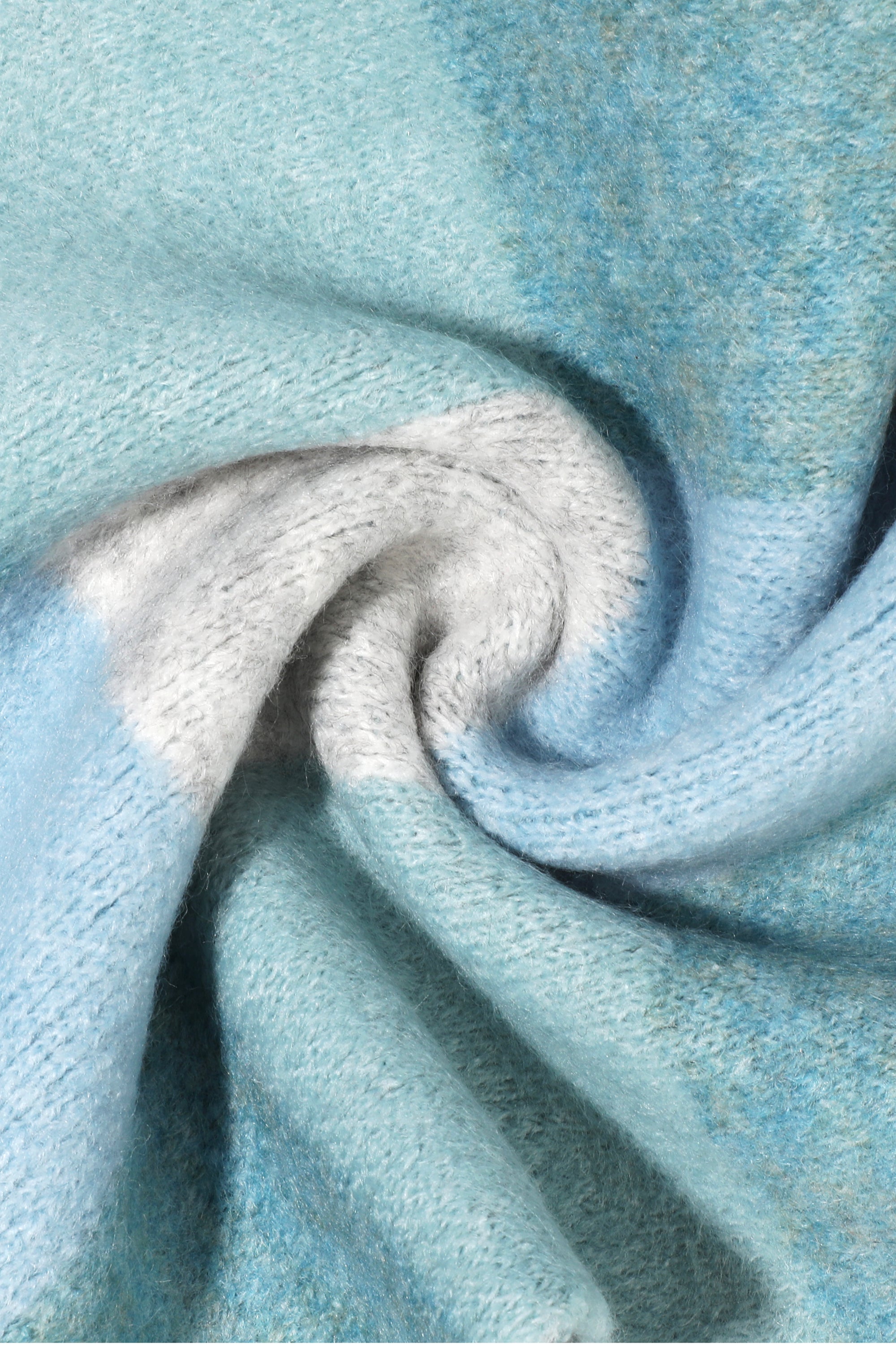 Fuzzy Check Knit Muffler Teal