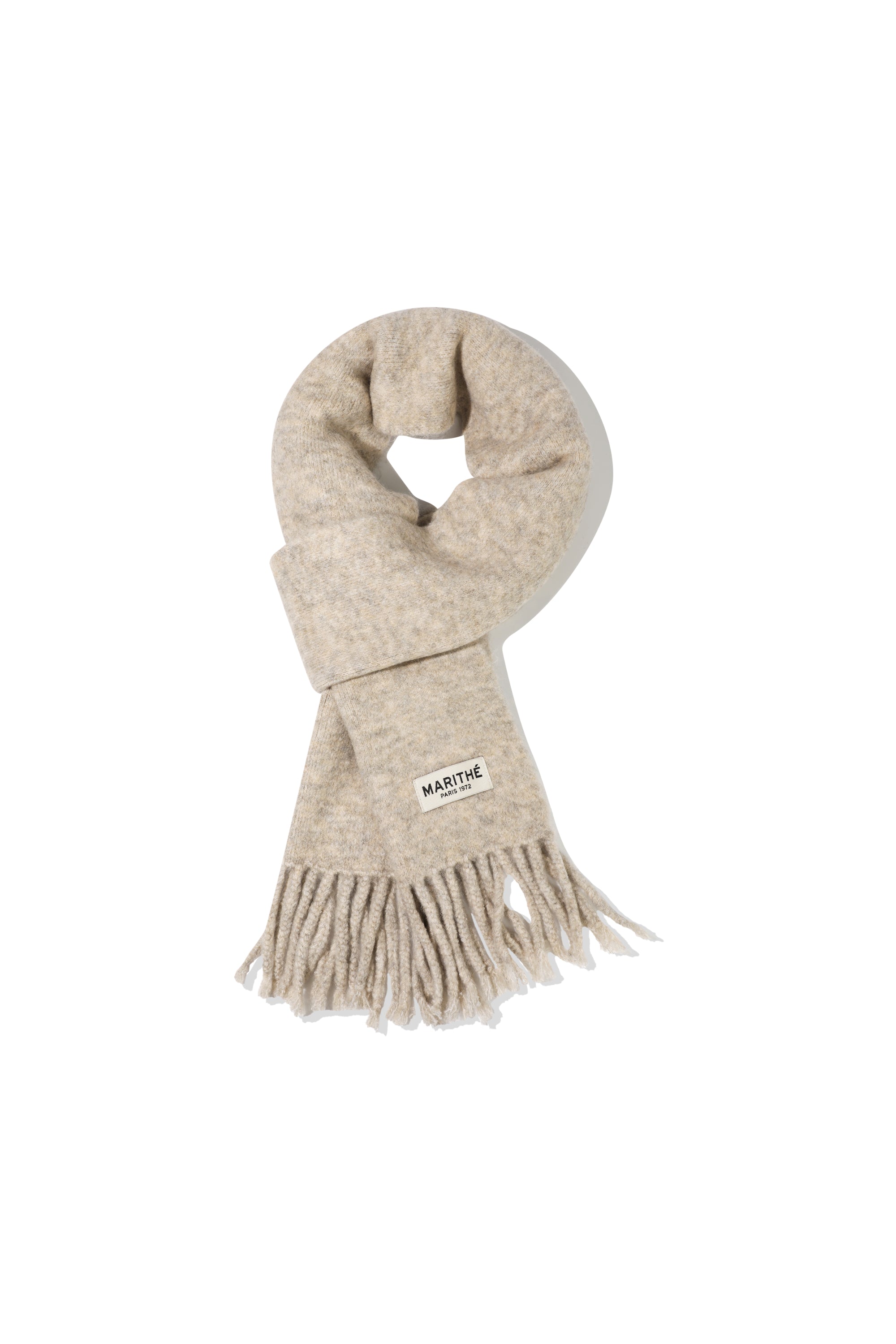 Fuzzy Solid Knit Muffler Oatmeal