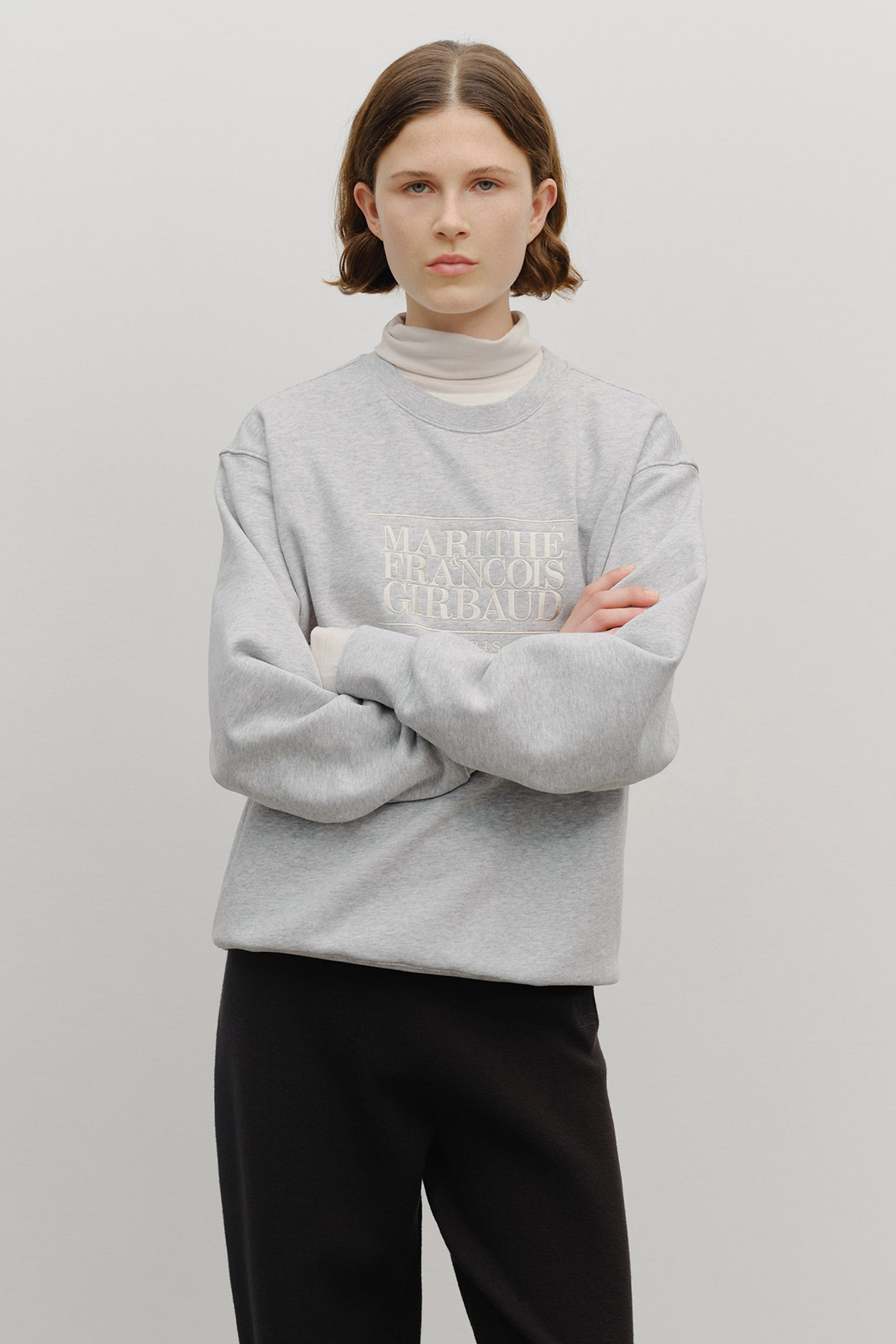 Classic Logo Embroidery Sweatshirt (Brushed) Heather Gray