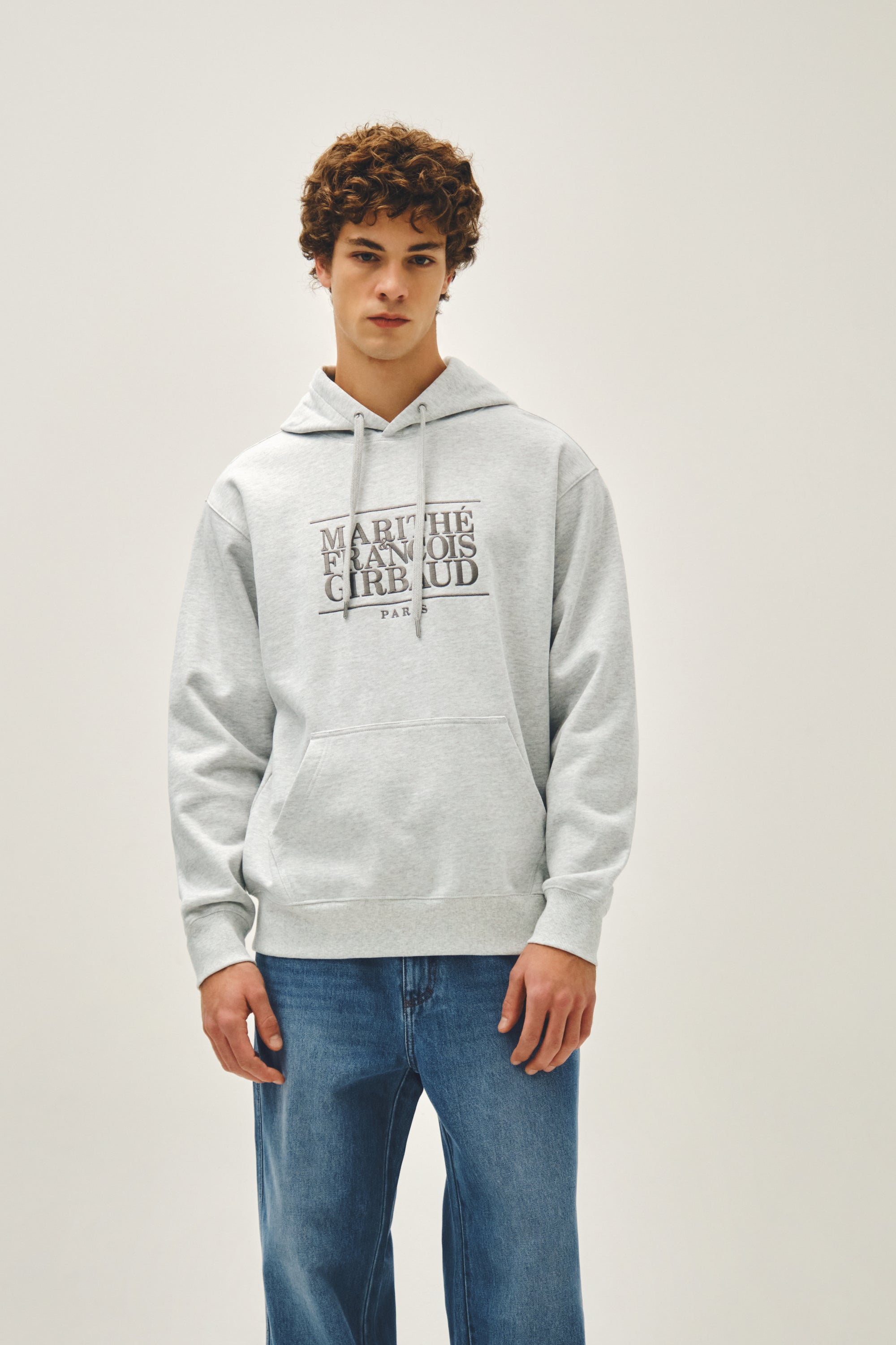 Classic Logo Embroidery Hoodie Light Heather Gray