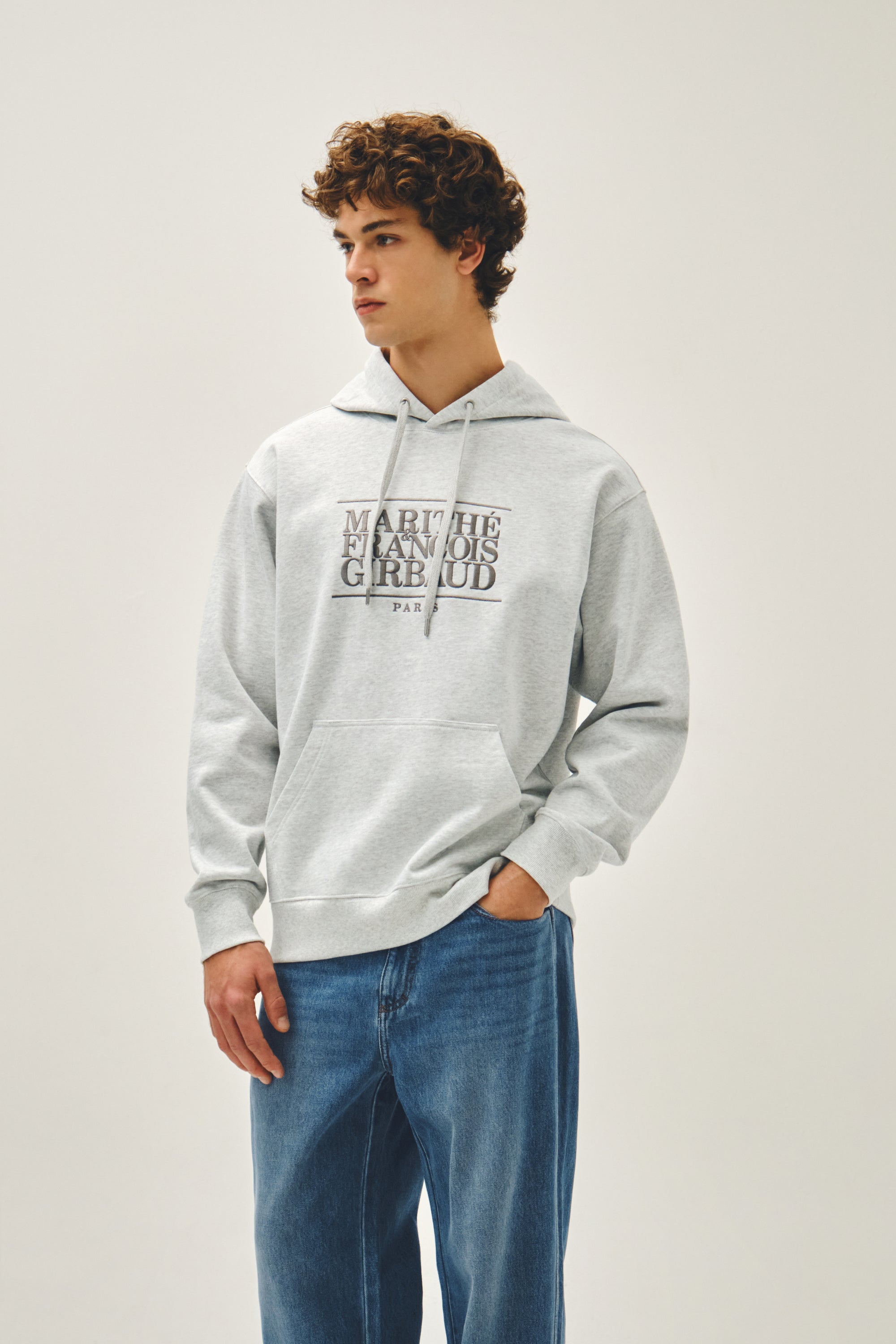 Classic Logo Embroidery Hoodie Light Heather Gray