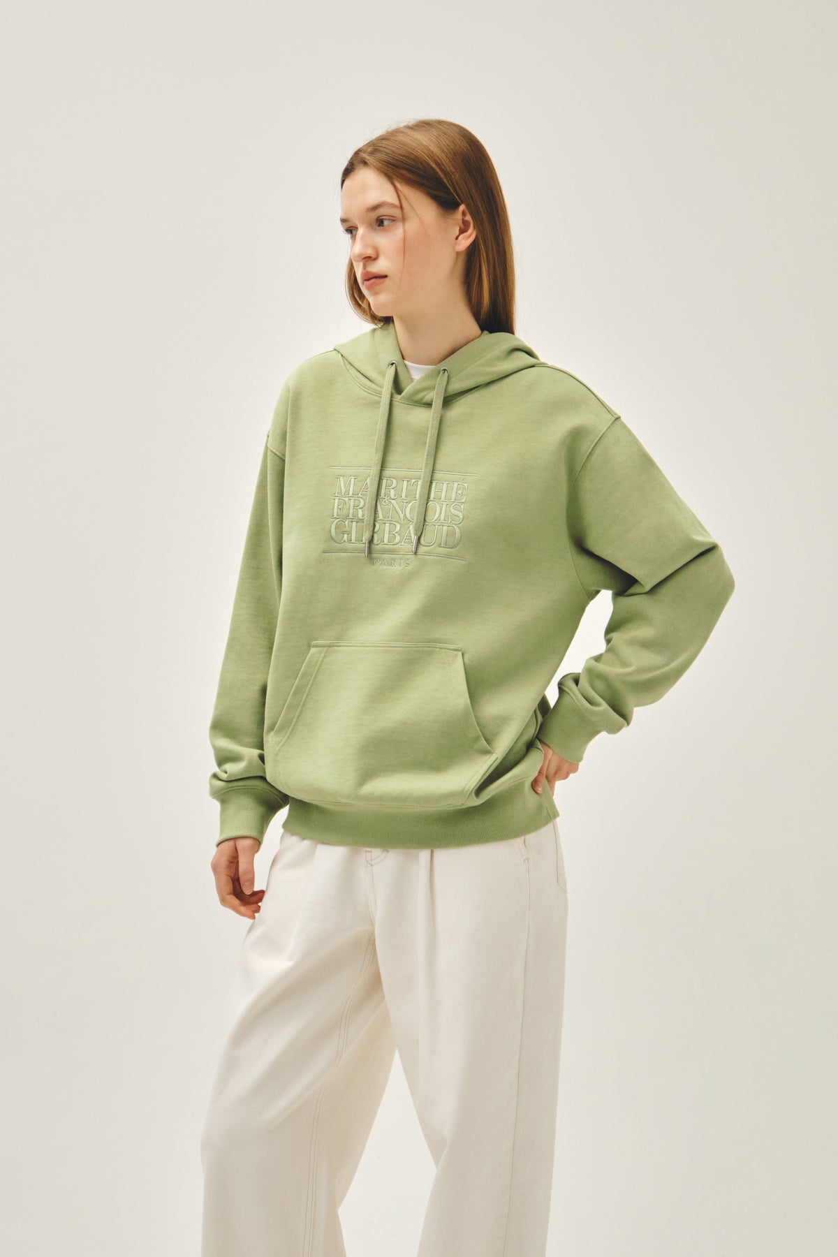 Classic Logo Embroidery Hoodie Olive