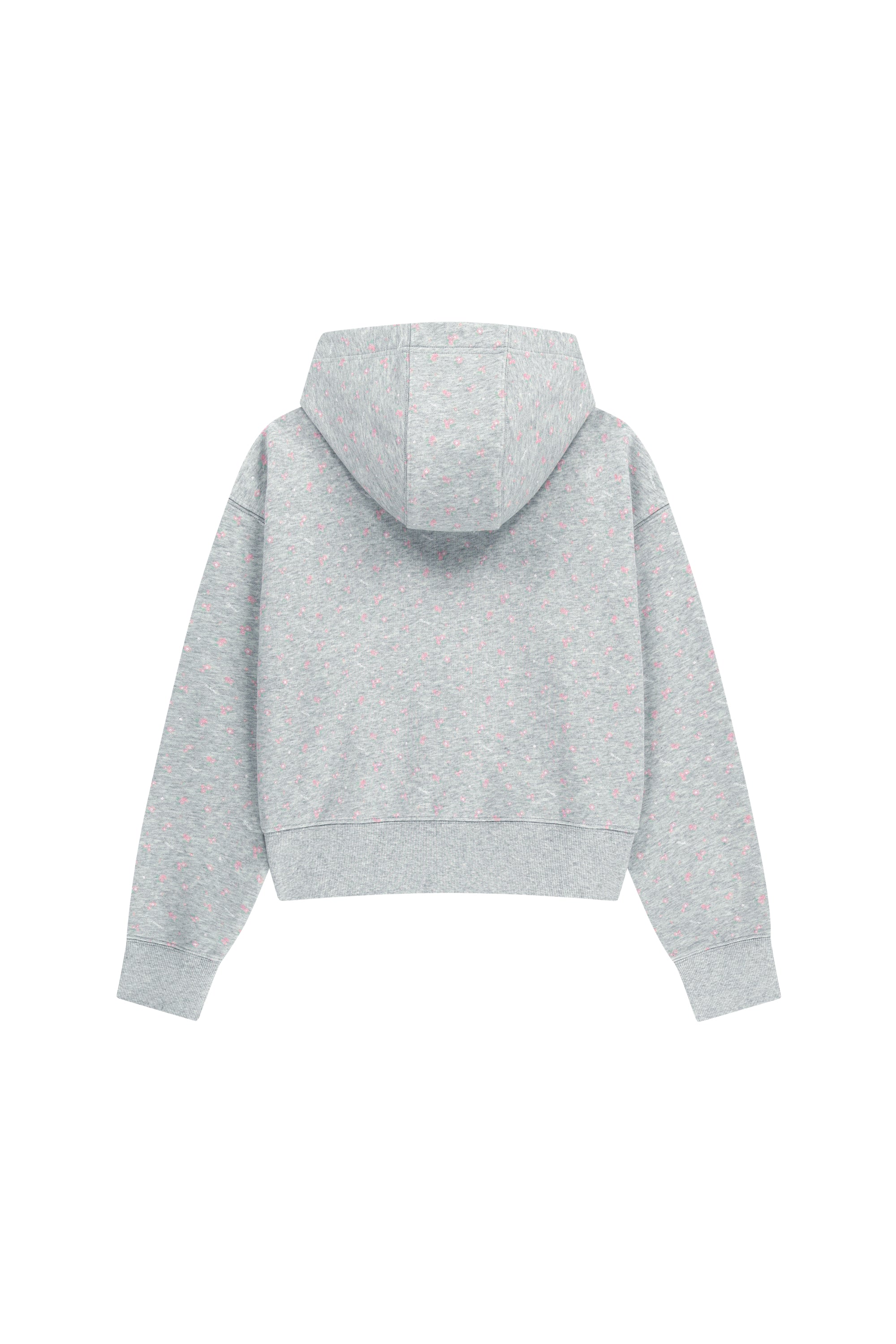 W Classic Logo Crop Hoodie Zipup Heather Gray