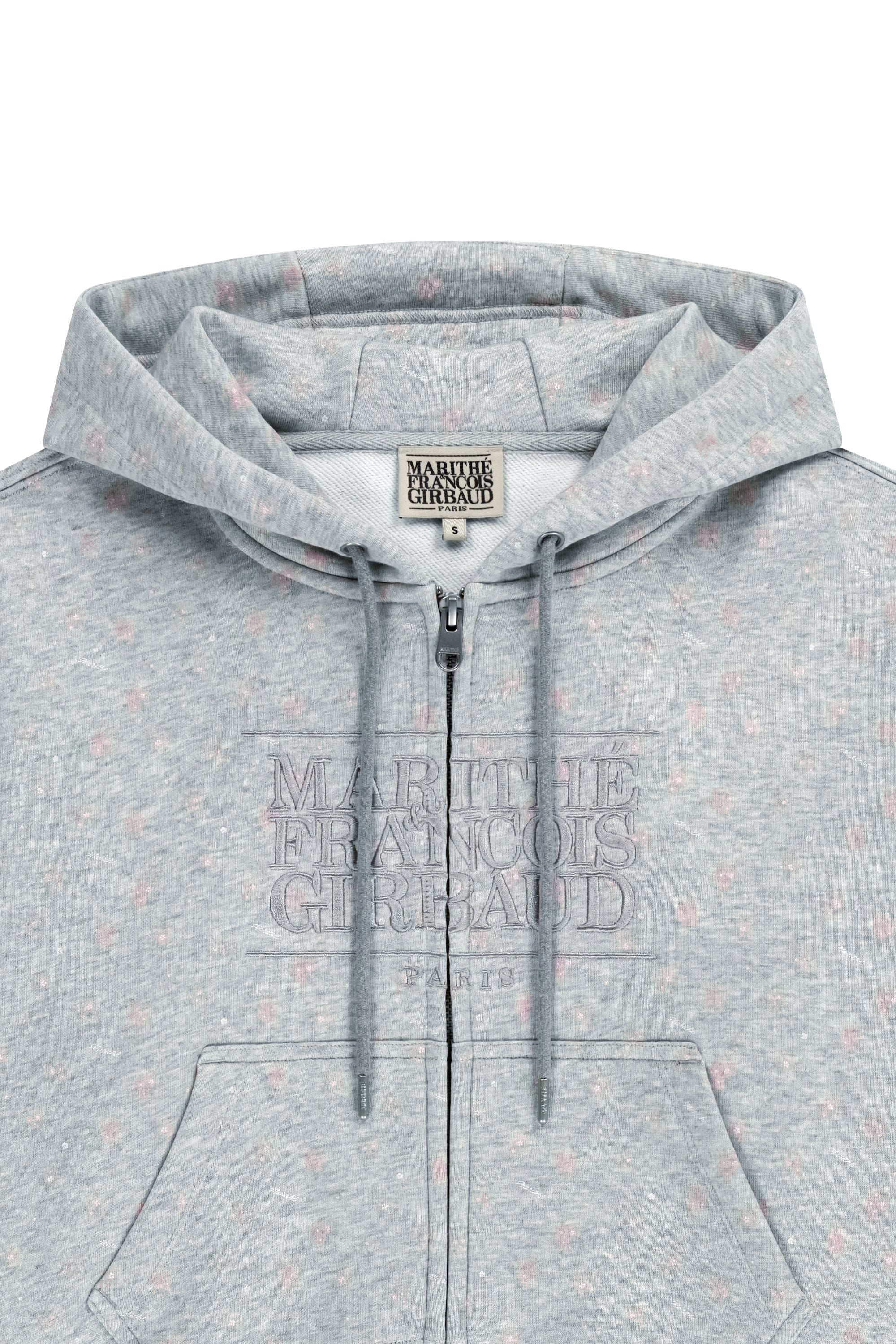 W Classic Logo Crop Hoodie Zipup Heather Gray