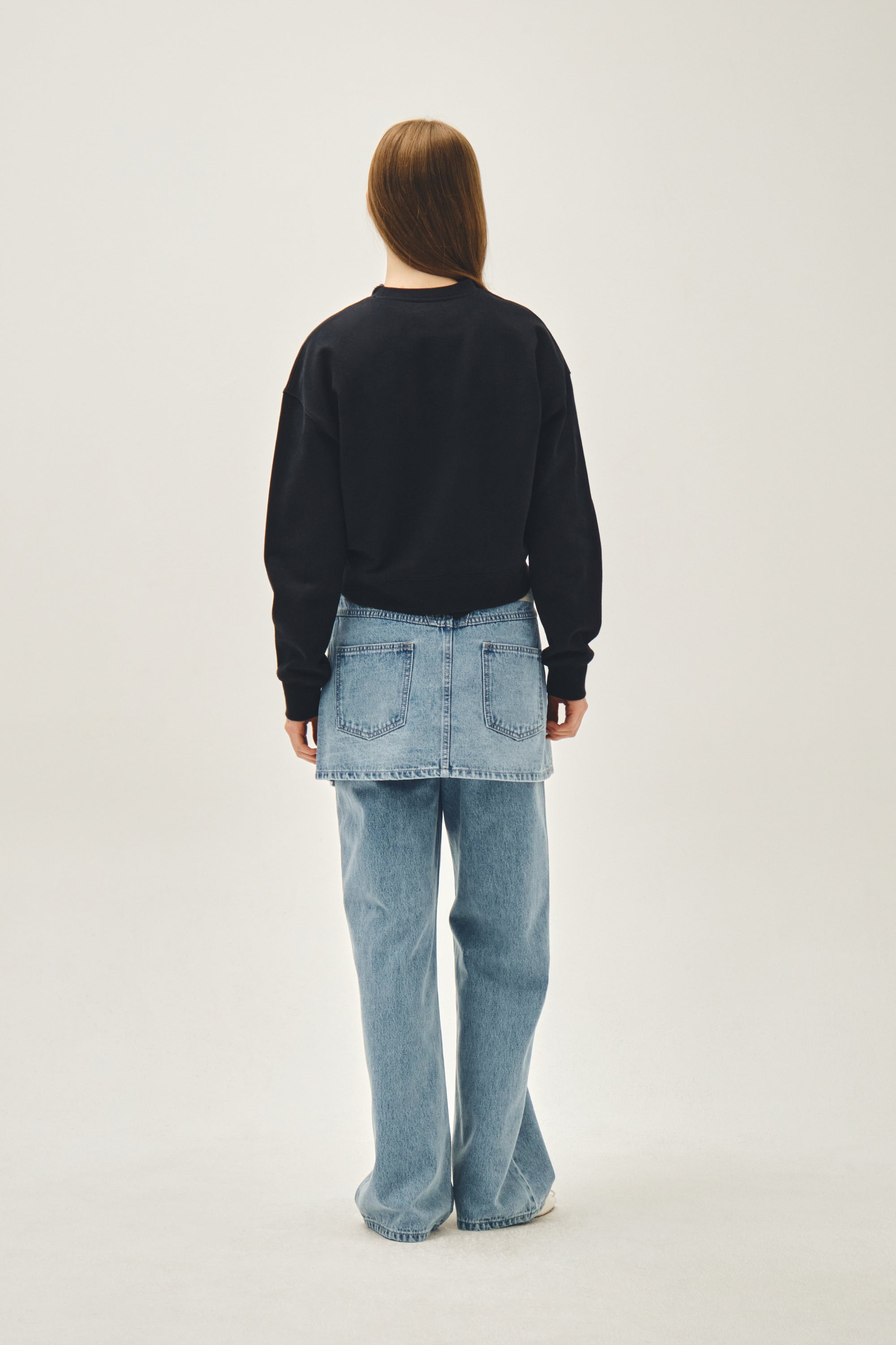 W Classic Logo Crop Sweatshirt Navy