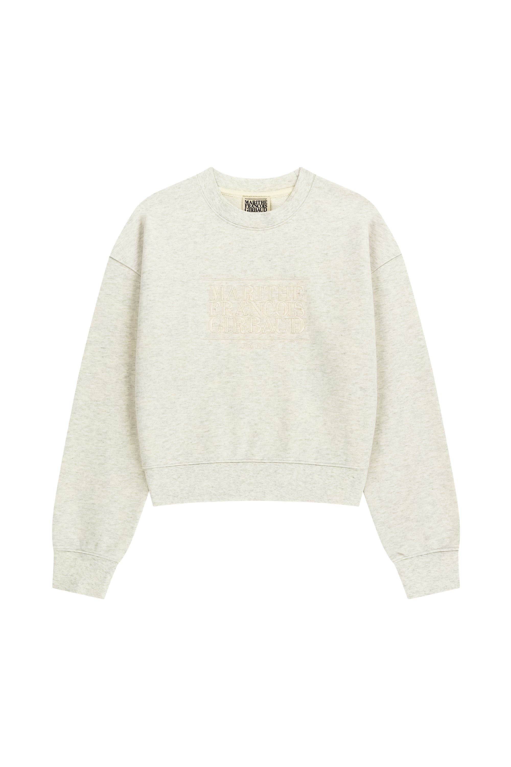 W Classic Logo Crop Sweatshirt Oatmeal