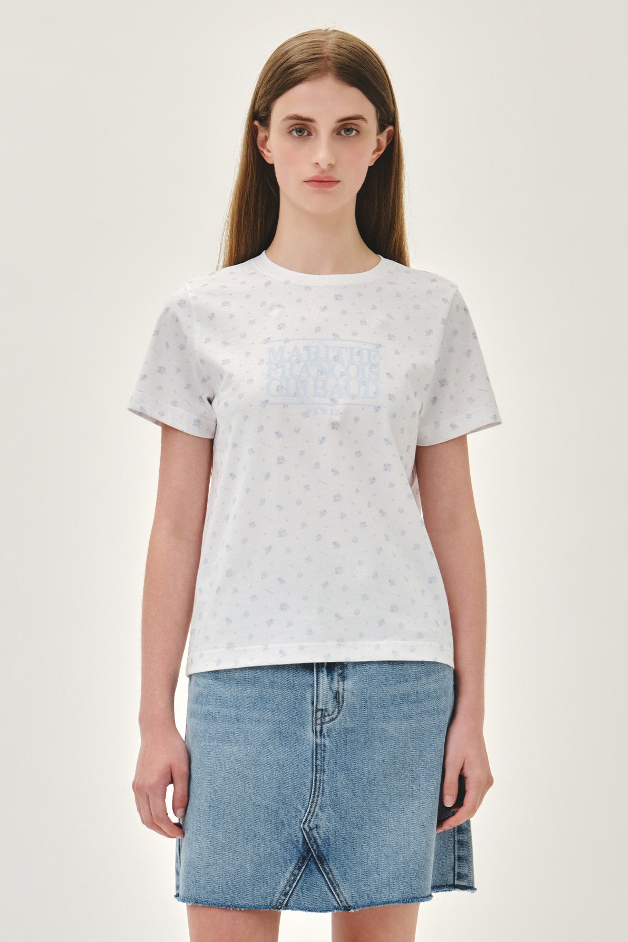 W Classic Logo Tee Flower